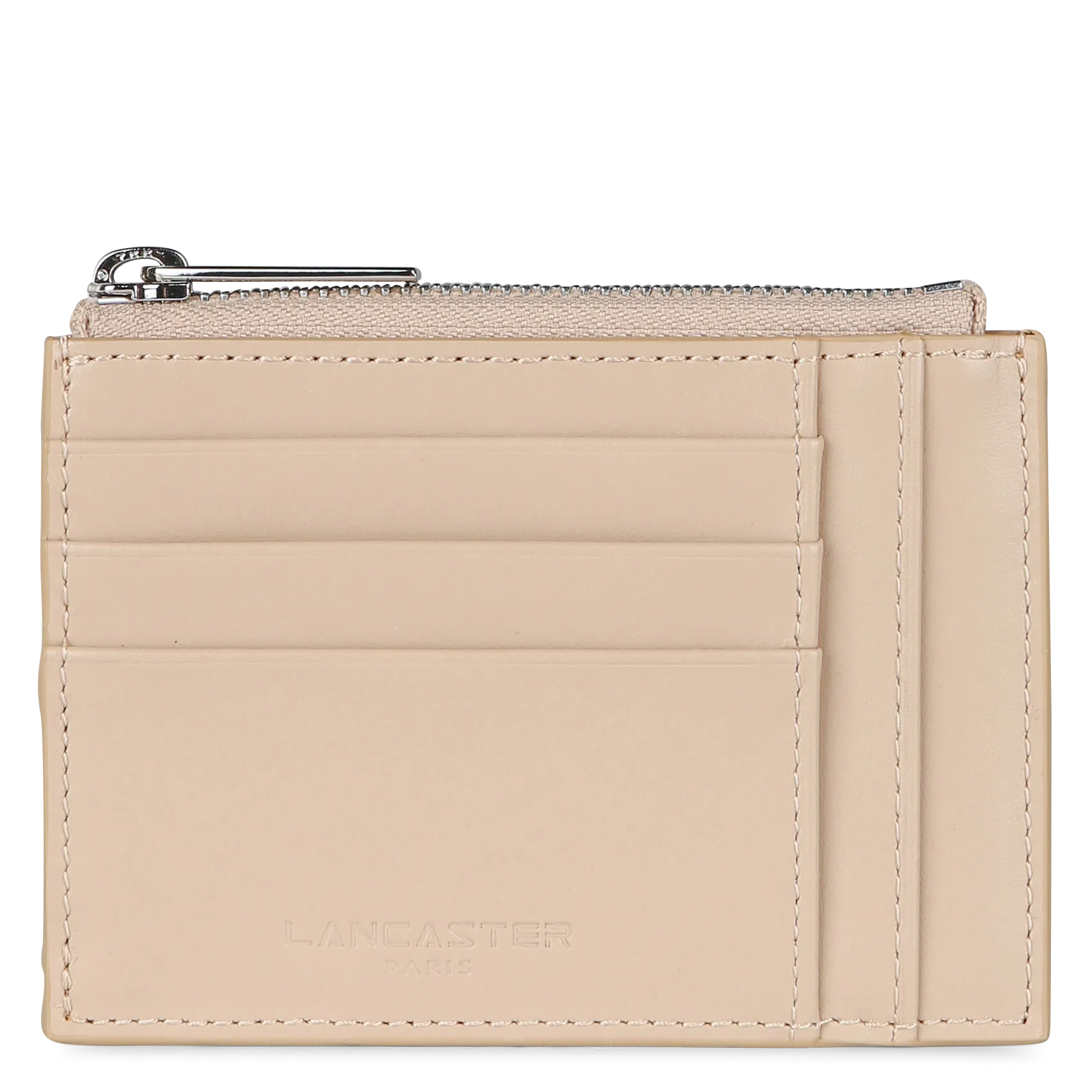 Kartenetui aus Leder mit Reißverschluss Beige PARIS PM