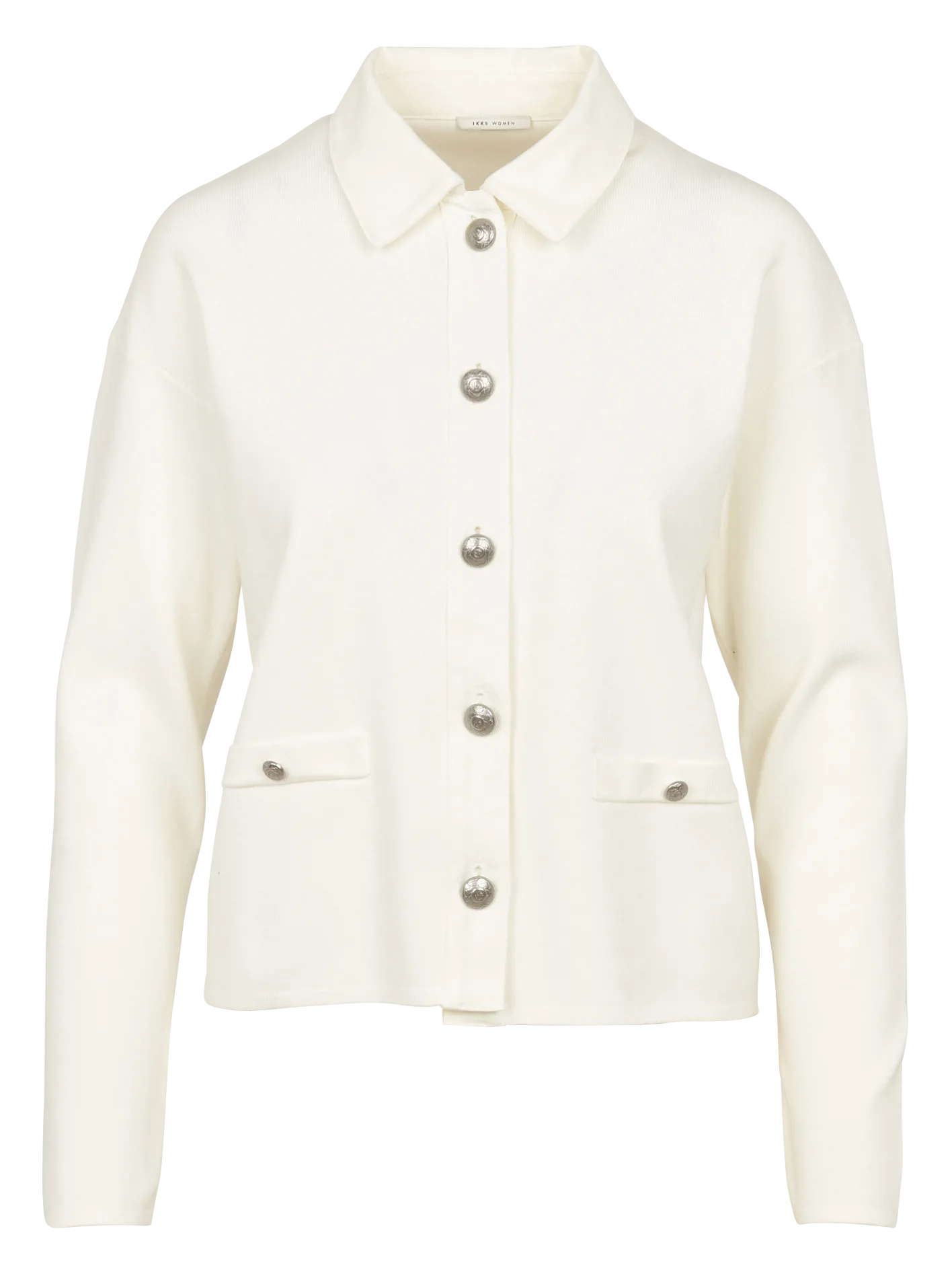 Strickjacke mit klassischem Kragen Weiss