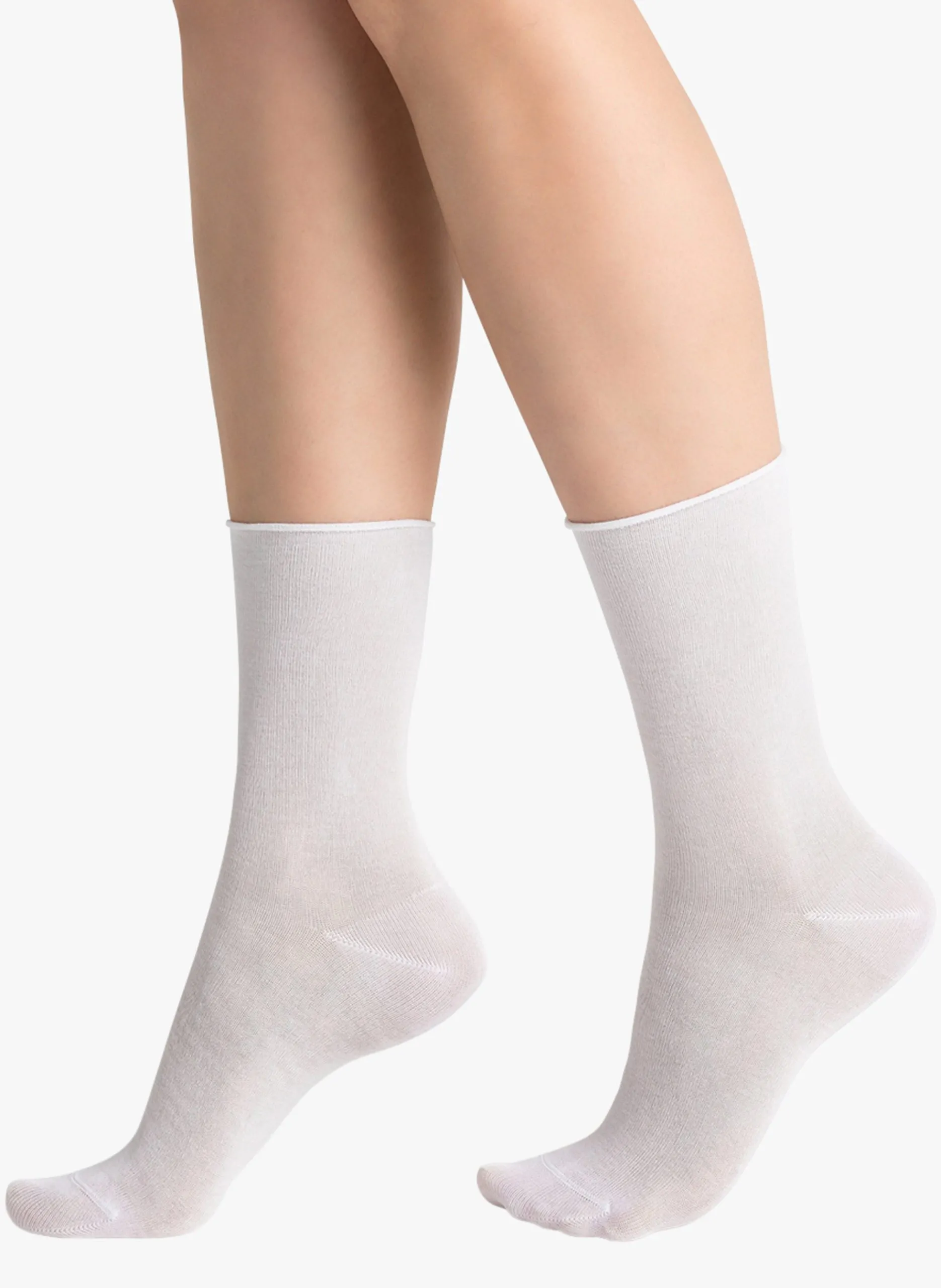 Lange Socken aus Baumwoll-Mix Weiss DUO FLEUR DE PEAU