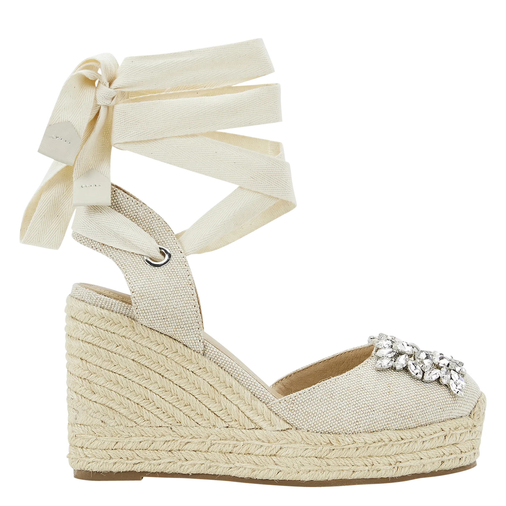 Plateau-Sandalette mit Schnürung Beige HIJOALA