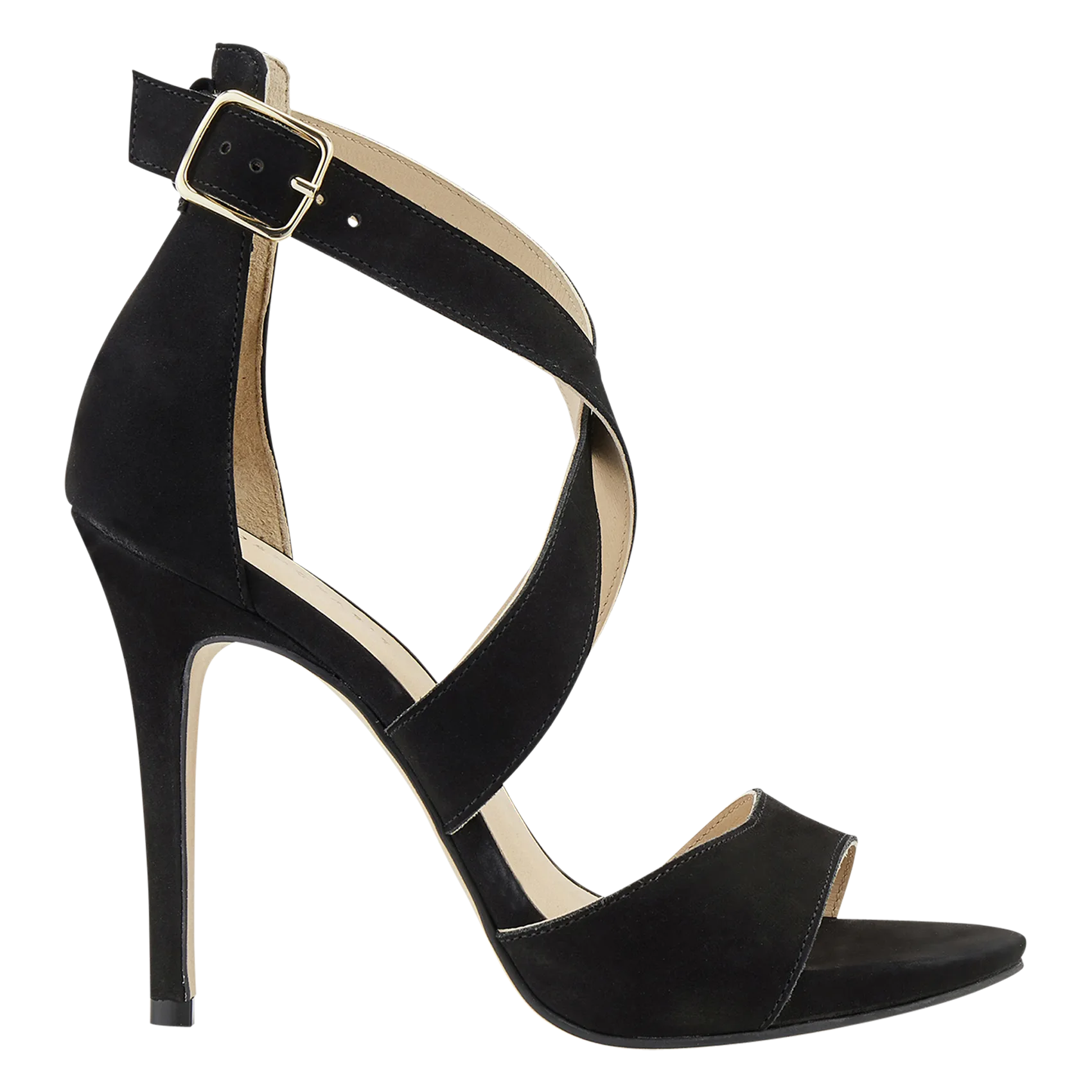 Ledersandalen mit hohem Absatz Schwarz ODELIA