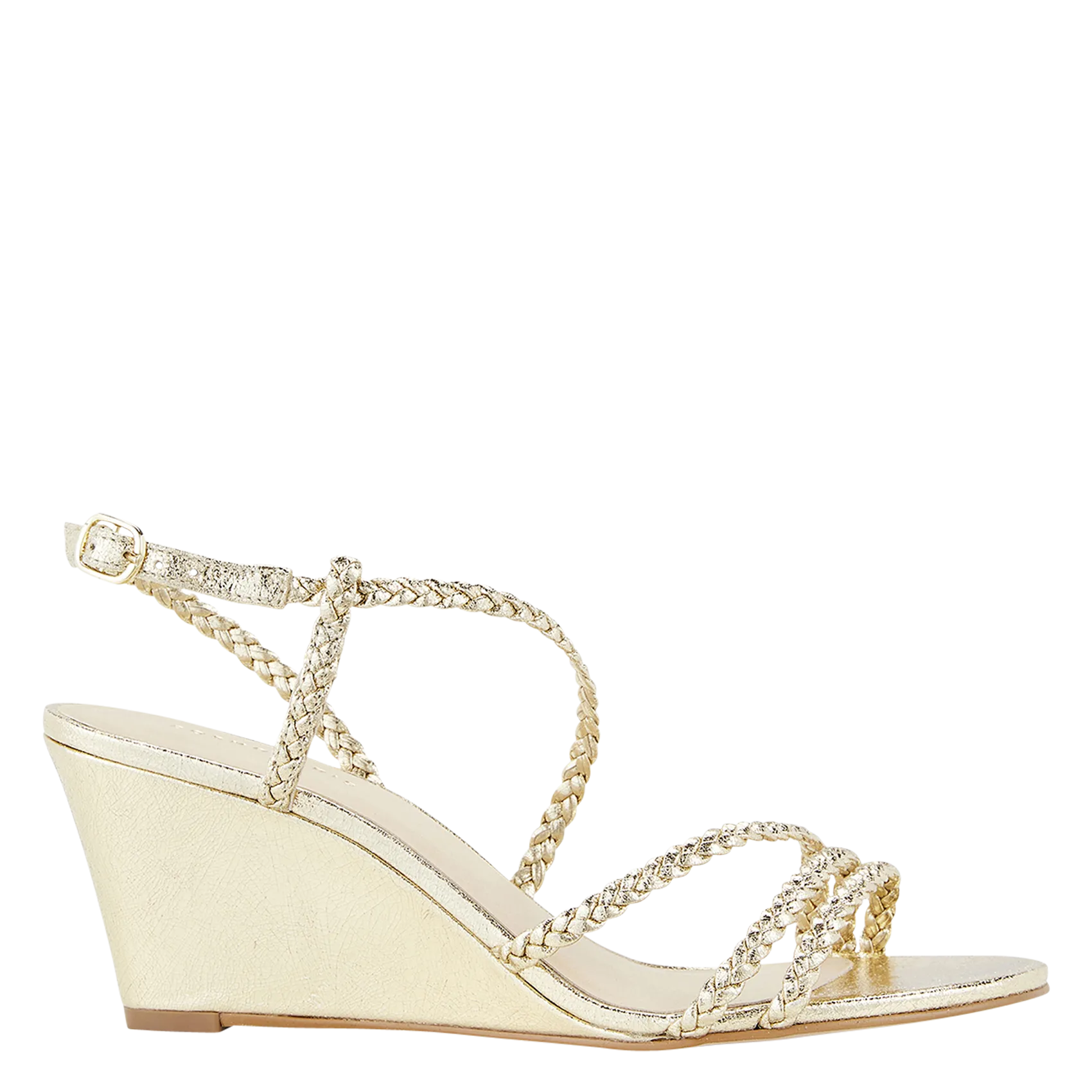 Wedge-Sandalen aus metallischem Leder Golden ORANE