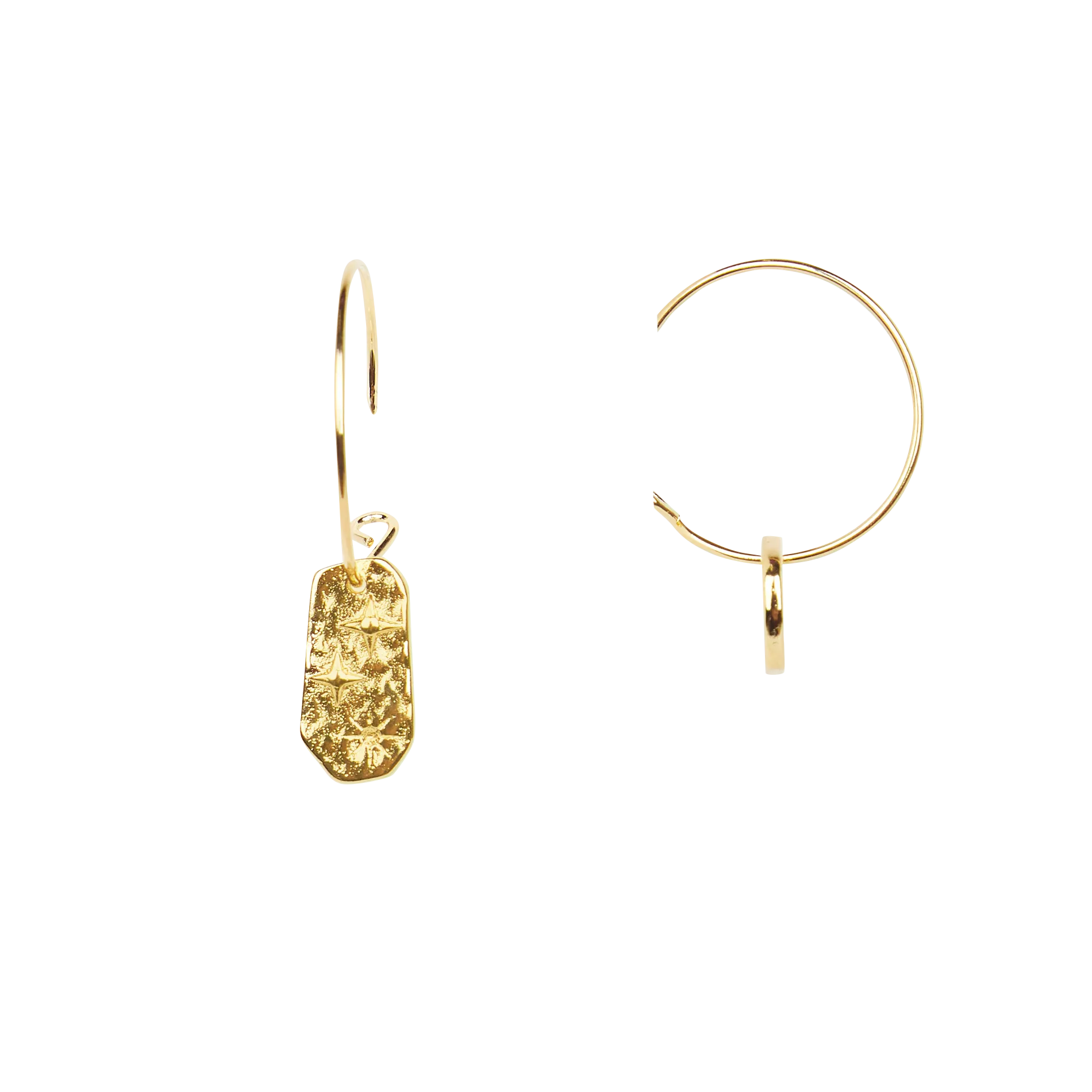 Kleine Kreolen mit Medaillon aus Messing Golden SOREN