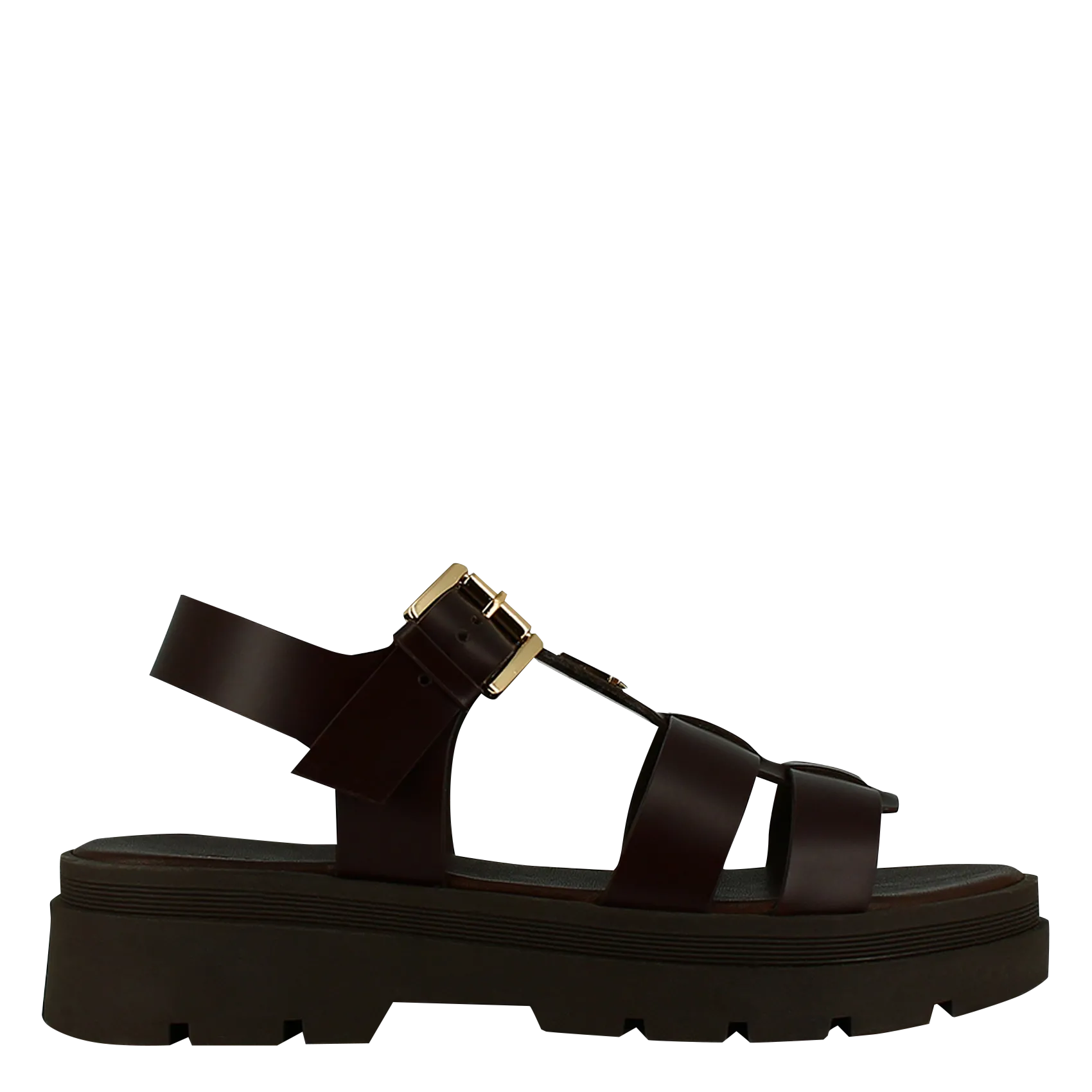 Plateau-Sandalen aus Leder Braun LONDRES