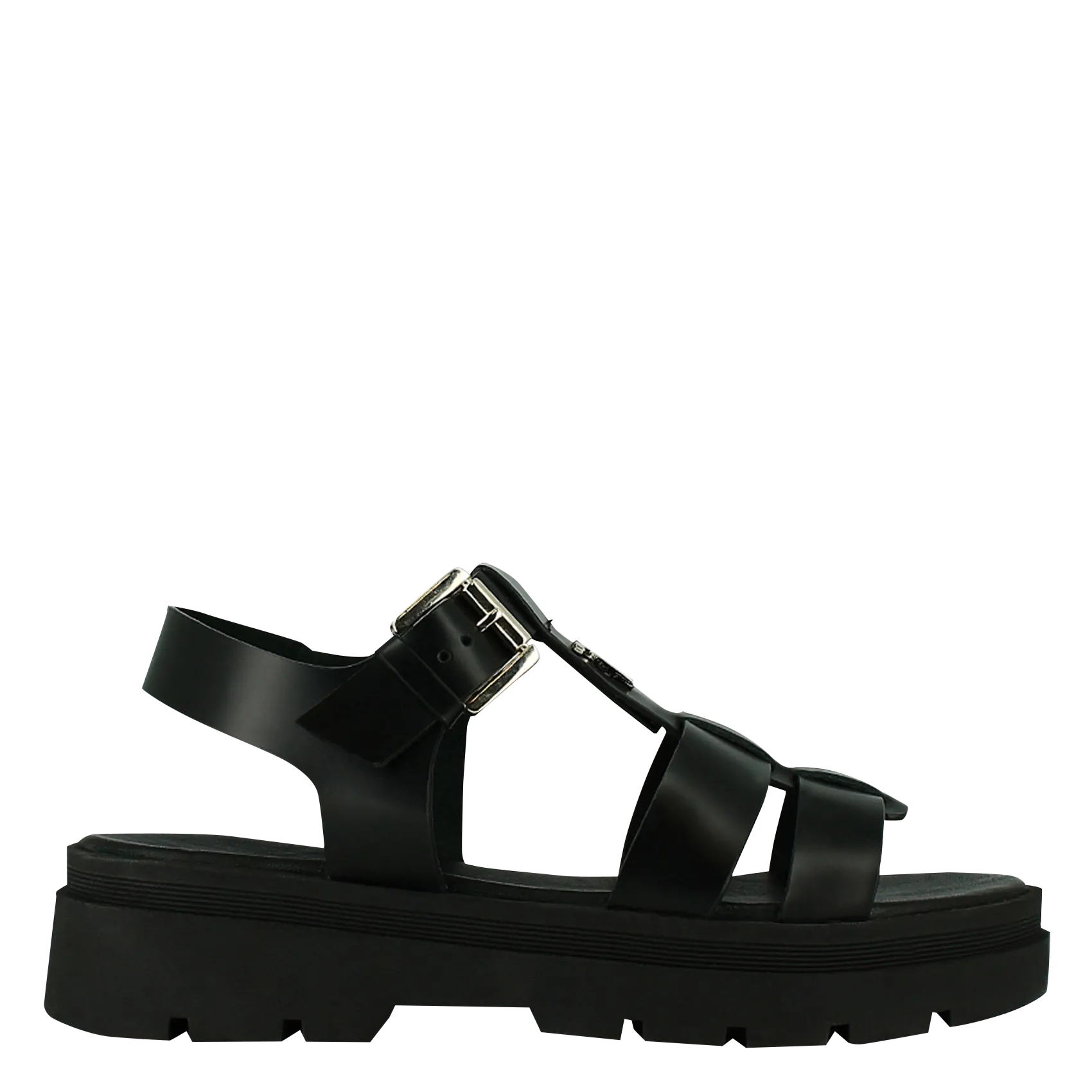Plateau-Sandalen aus Leder Schwarz LONDRES