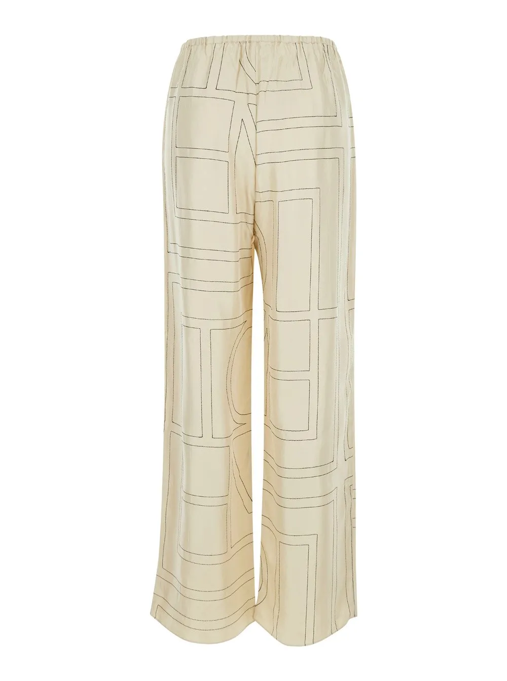 Weiße Hose mit All-Over-Monogramm aus Seide Damen
