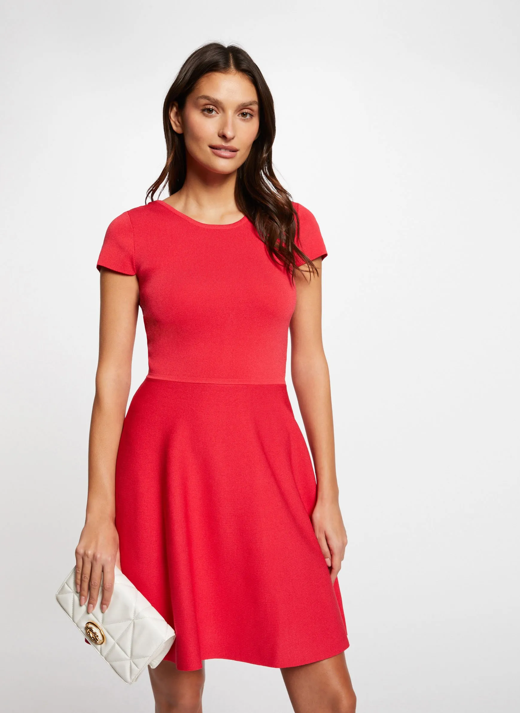 Kurzes Skaterkleid aus Strick Rot 241-RMBELLE