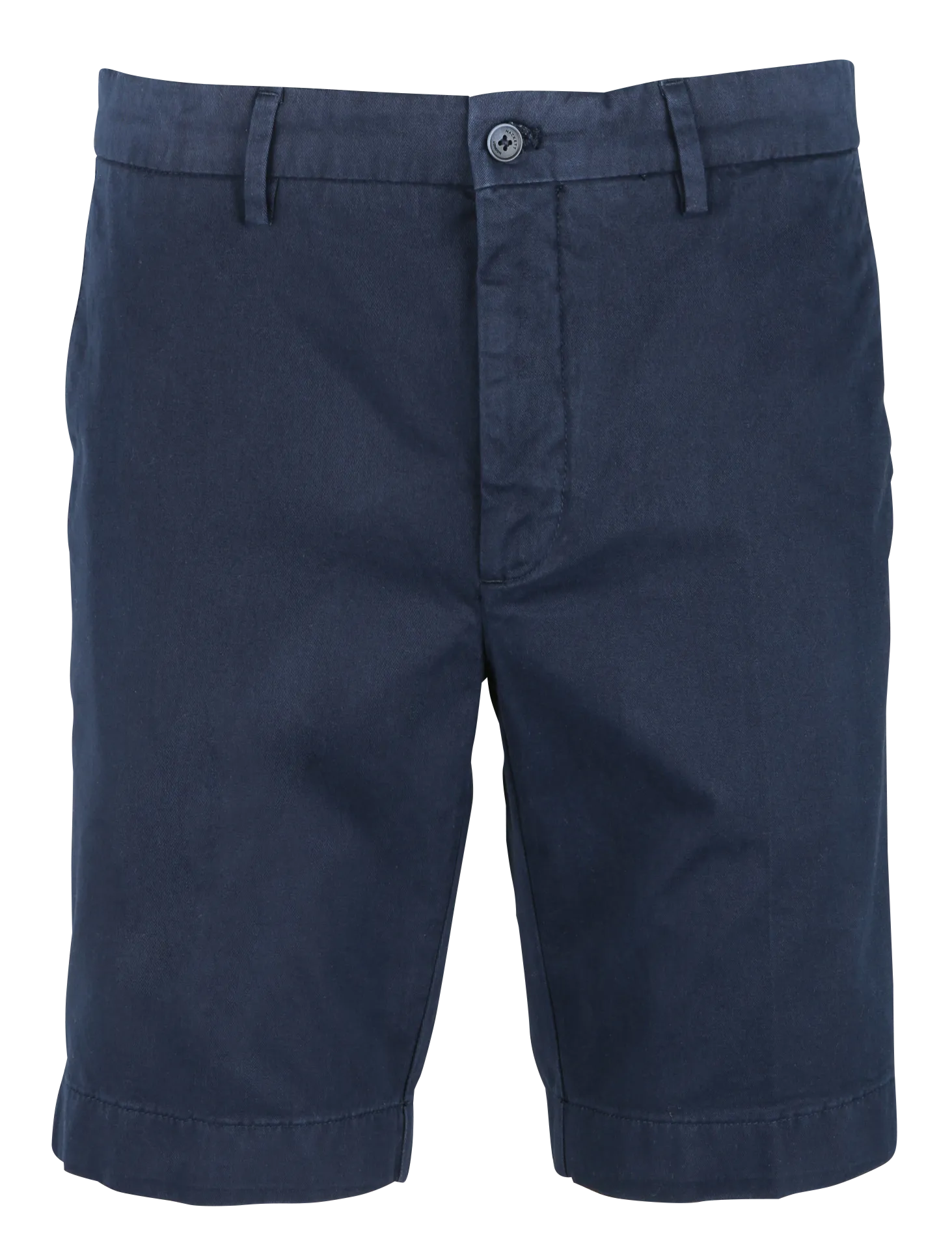 Gerade geschnittene Baumwollshorts mit Saum-Effekt Blau