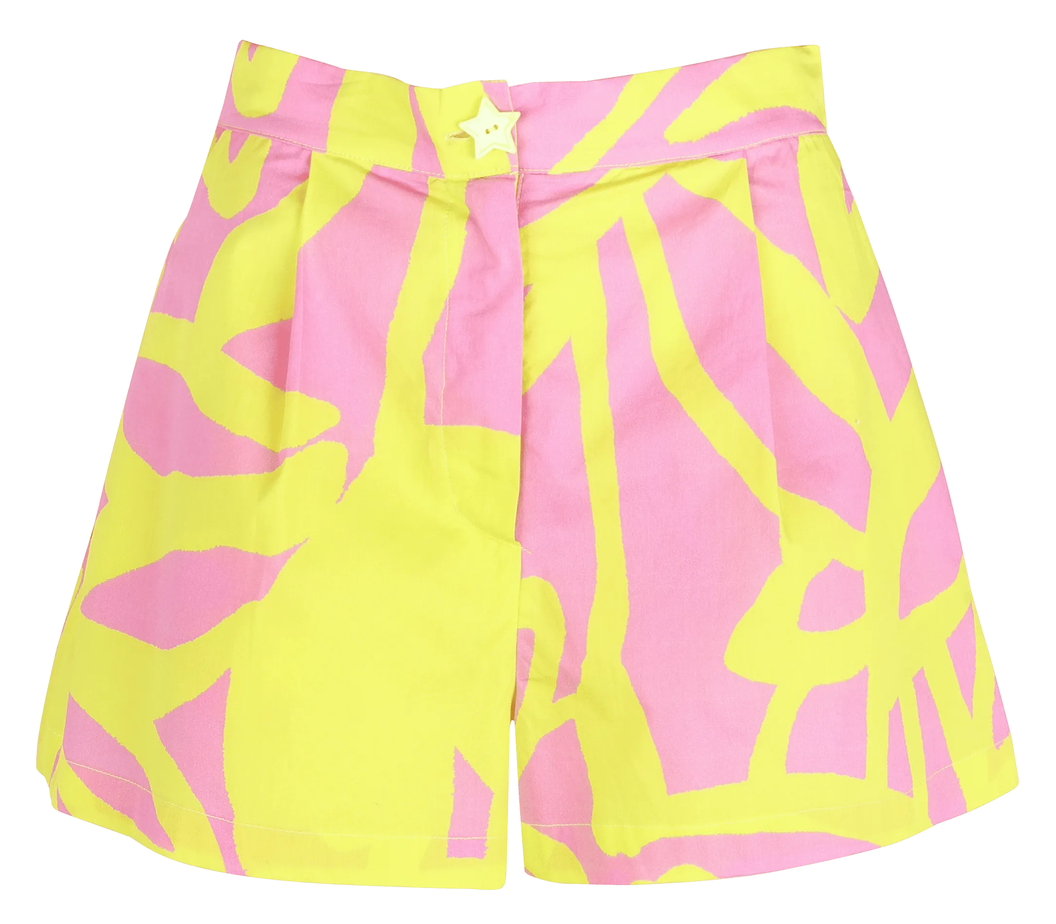 Weite Baumwollshorts mit Print Gelb STAR