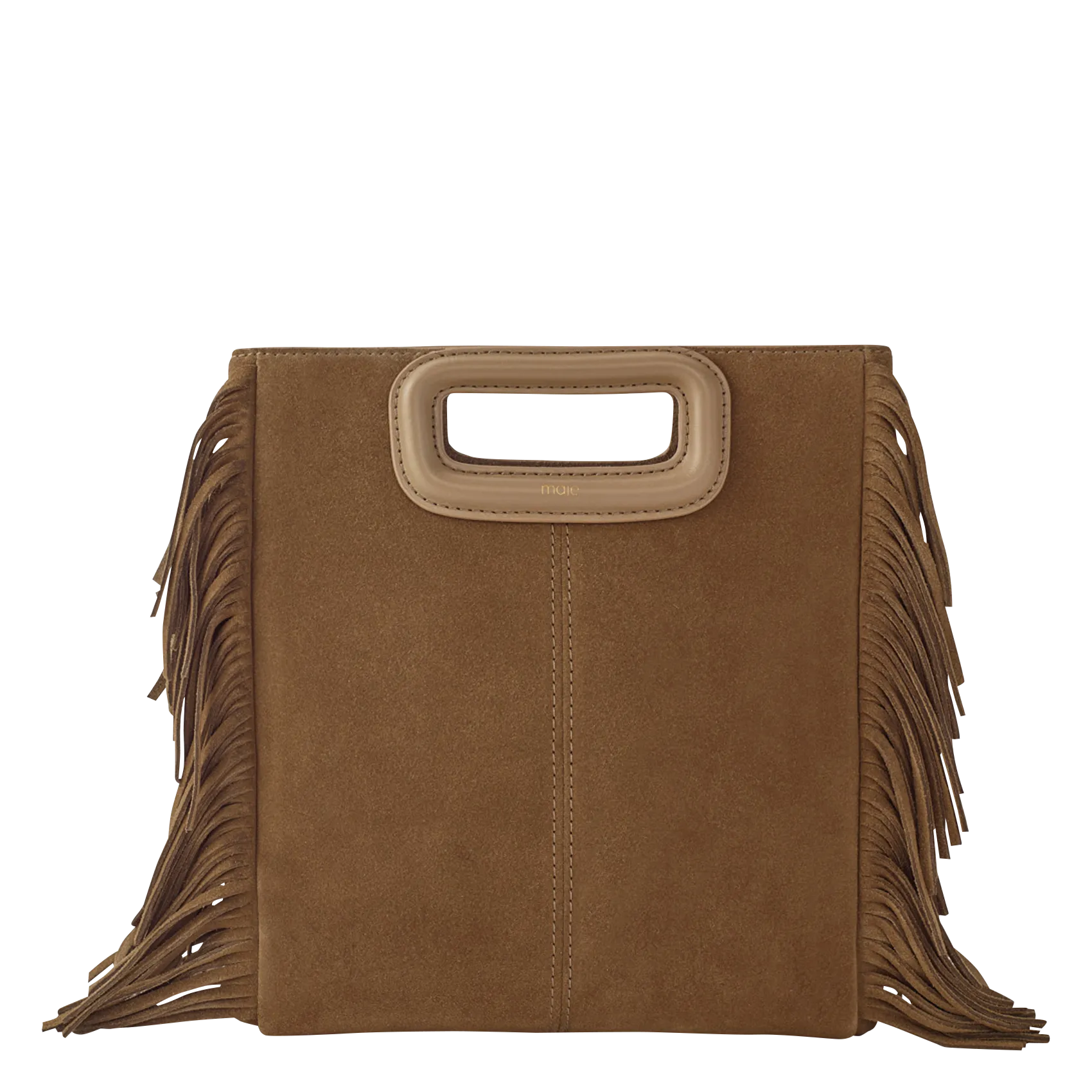 Leder-Umhängetasche mit Nieten Braun M