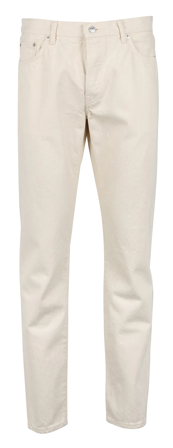 Tapered Jeans mit regulärer Passform und Flecken-Optik aus Baumwolle Beige