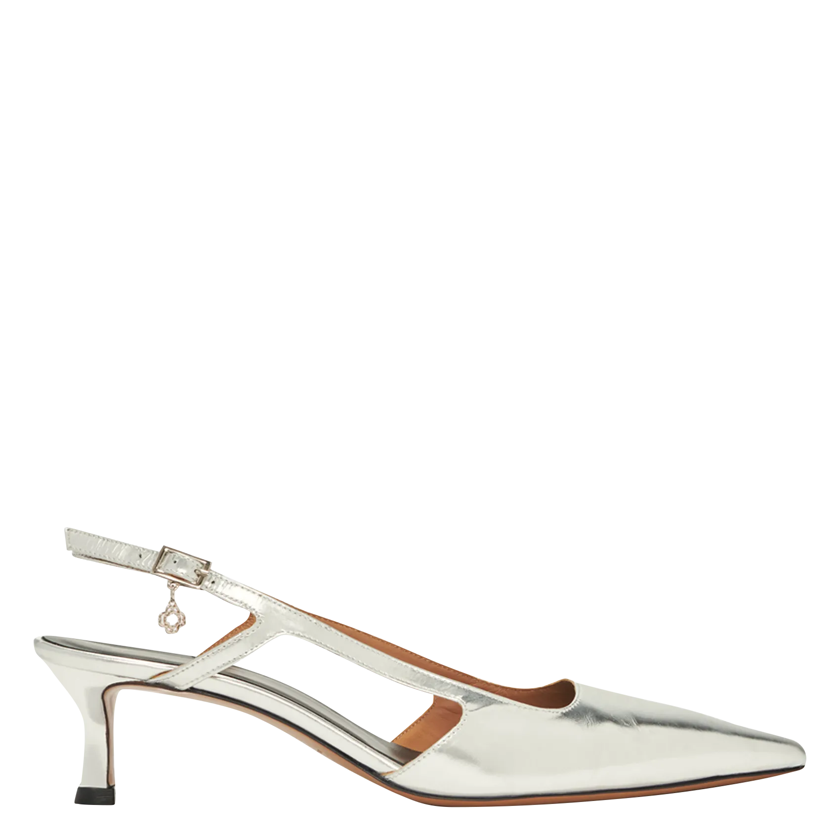 Pumps aus Metallic-Leder Silber