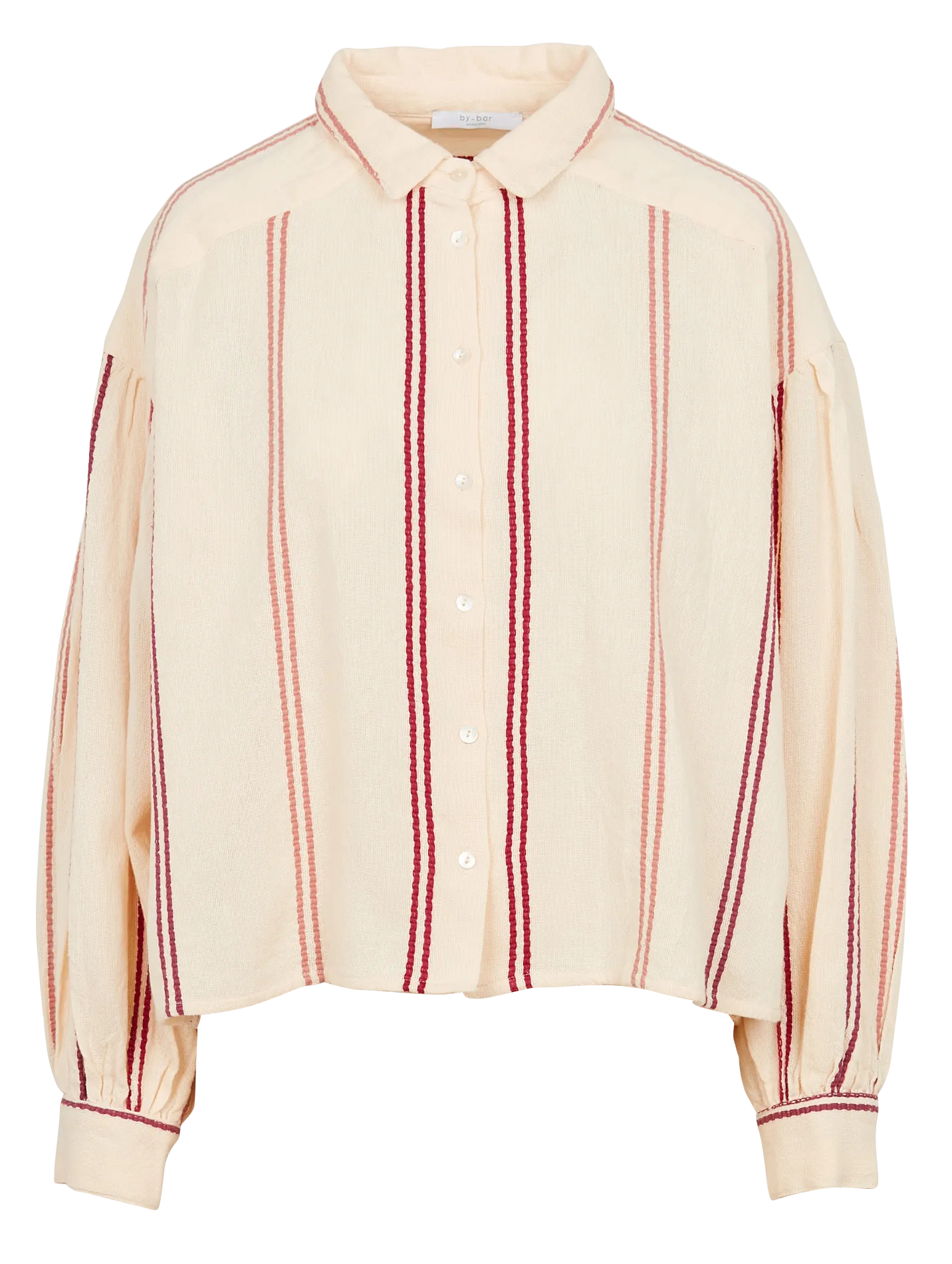 Kurze Baumwollbluse mit Streifen Rot SARAH