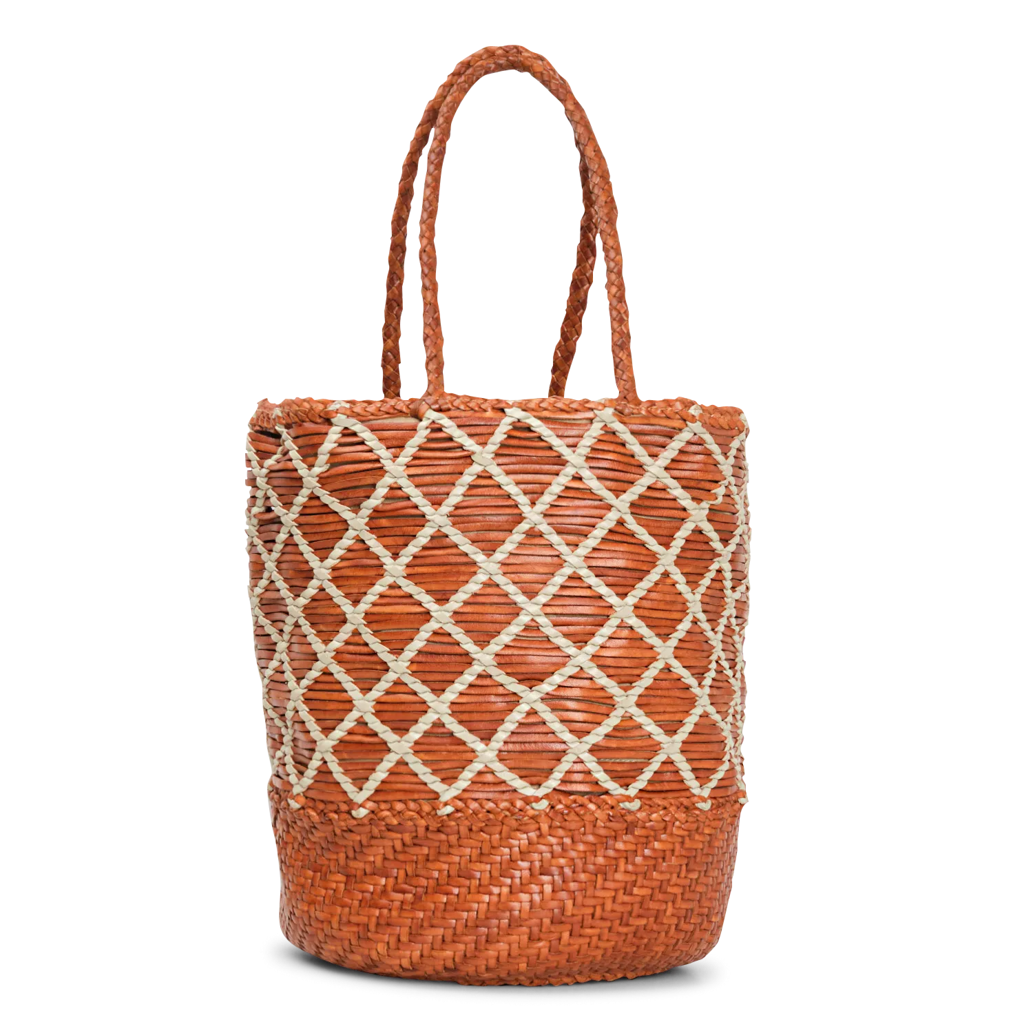 Beuteltasche aus geflochtenem Leder mit Bändern Mehrfarbig CORSO BUCKET