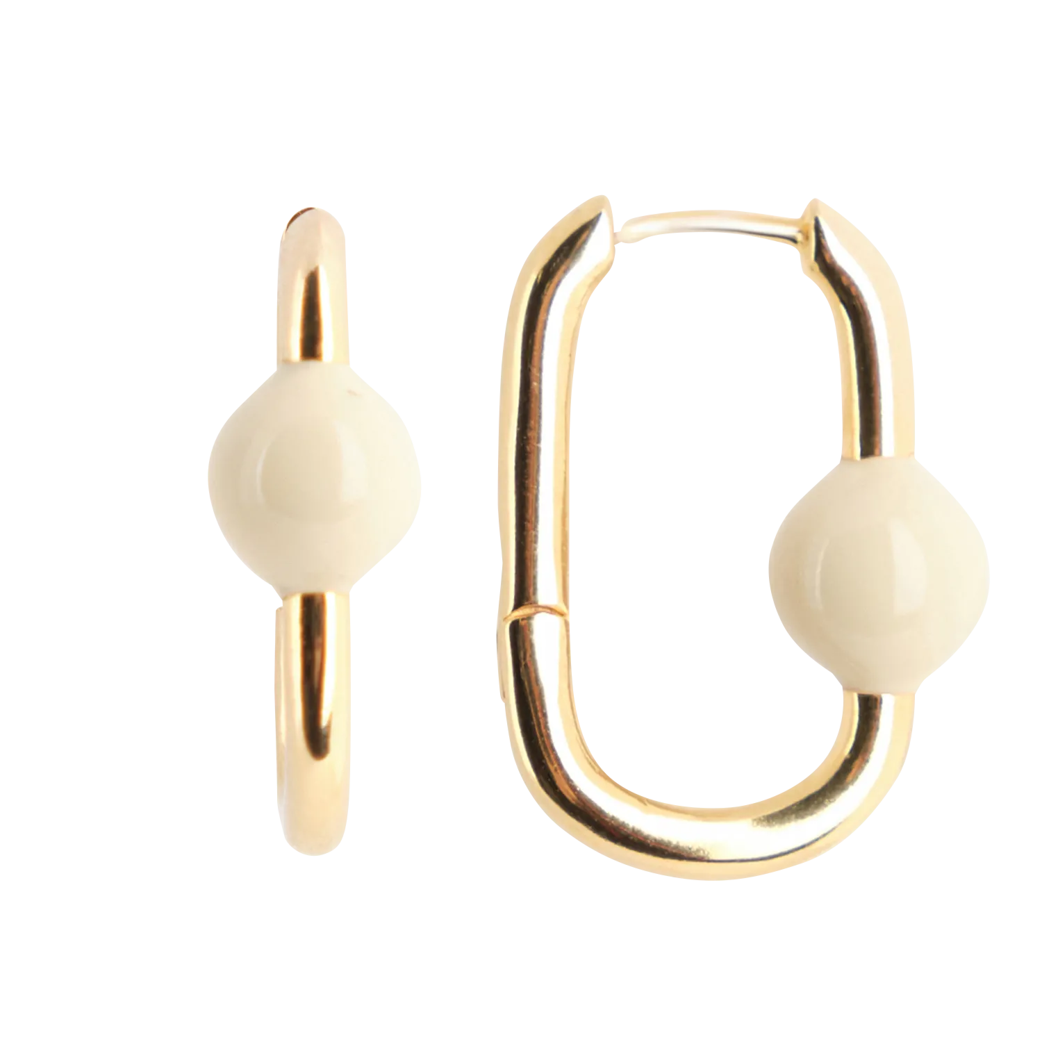 Rechteckige Perlenohrringe Weiss GEORGINA