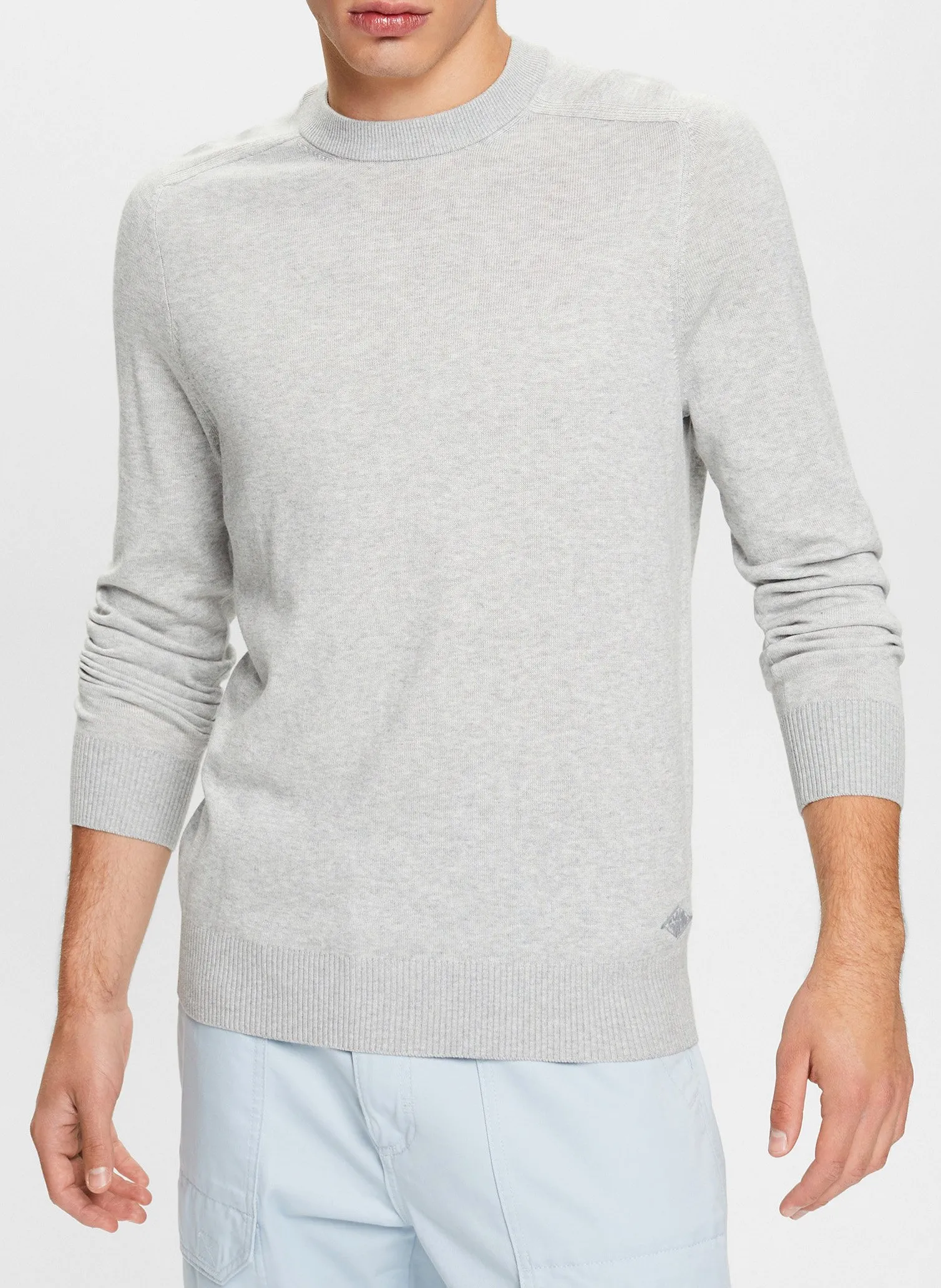 Rundhalspullover aus Baumwoll-Mix Grau