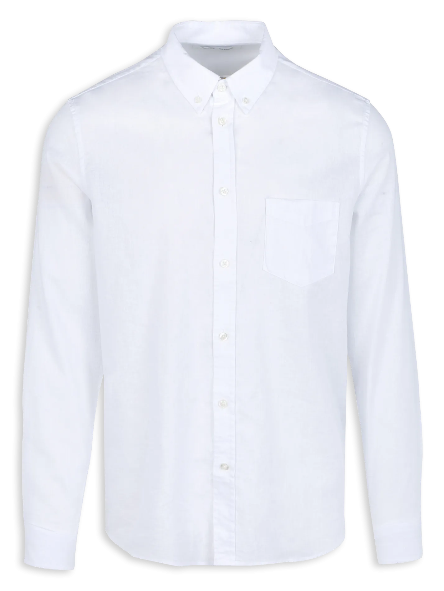 Hemd aus Leinen und Baumwolle mit Button-down-Kragen, Regular Fit Weiss LIAM