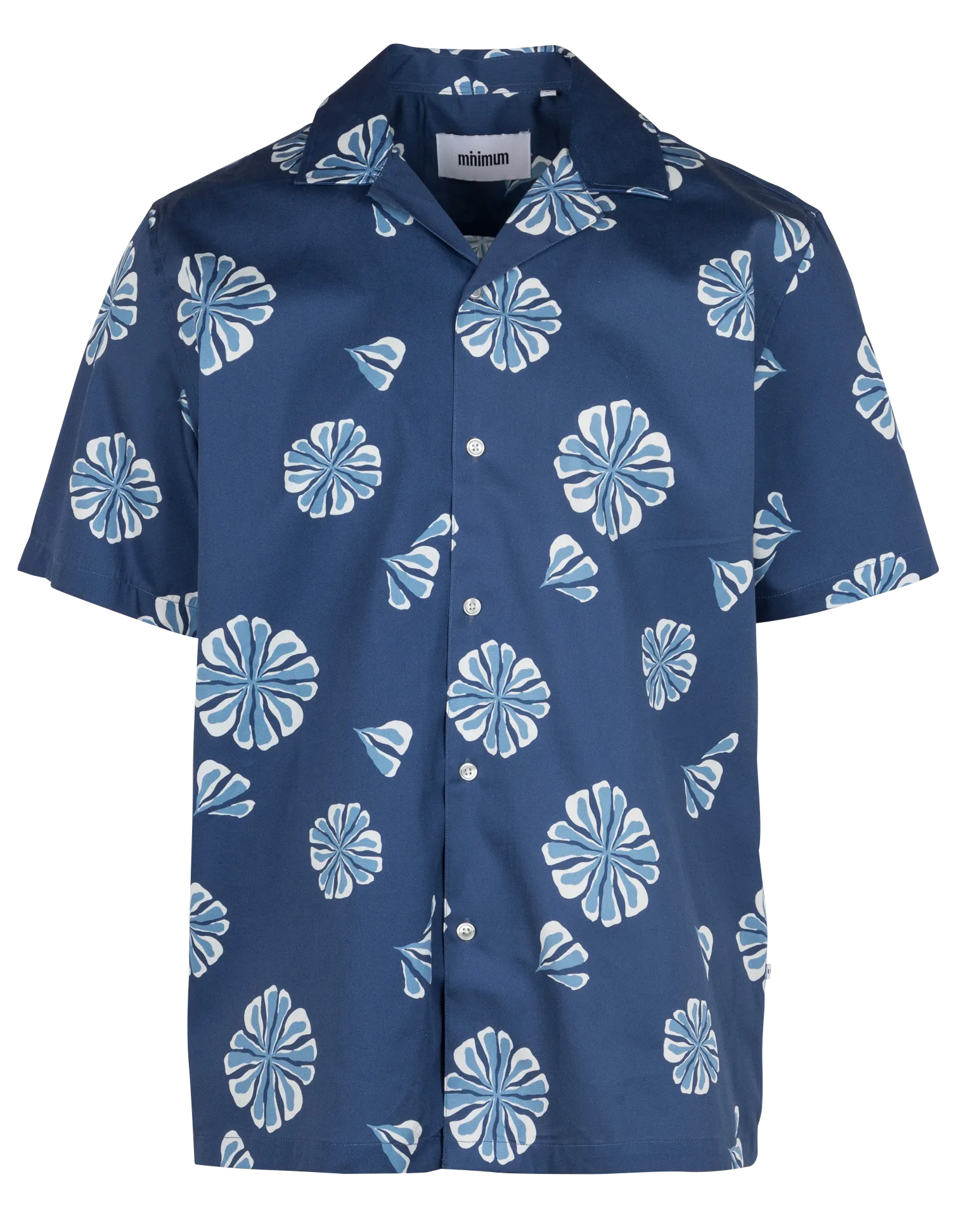 Bedrucktes Baumwollhemd mit Kuba-Kragen Blau JOLE 2995