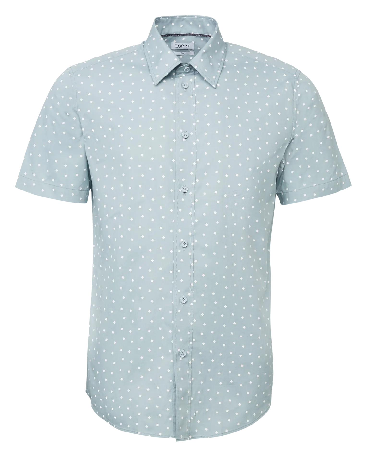 Bedrucktes Baumwollhemd mit klassischem Kragen, Slim Fit Blau