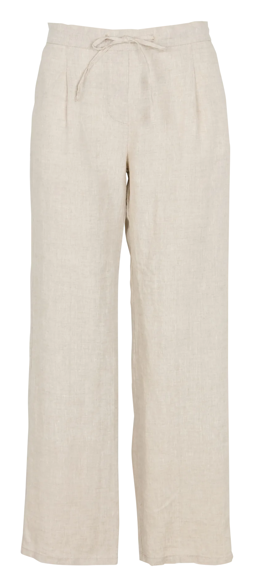 Gerade geschnittene Leinenhose mit hohem Bund Beige PASKY