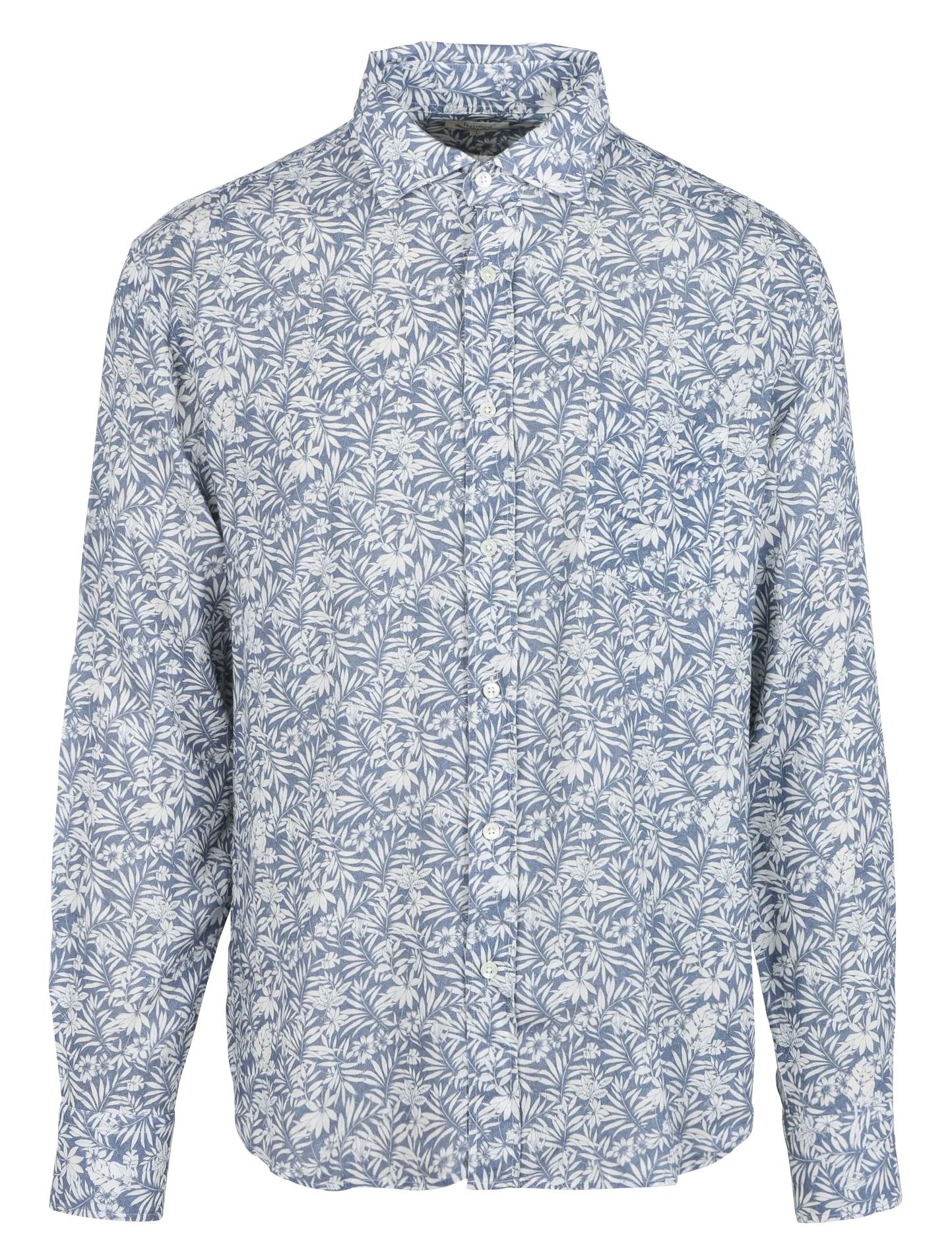 Regular-Fit Hemd mit Pflanzenmuster aus Leinenmischung Blau PAUL