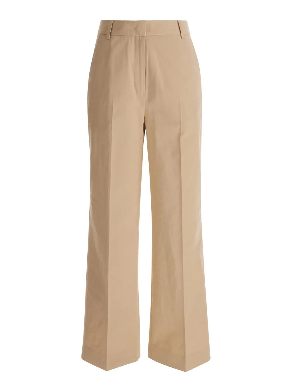 Beige Hose mit weitem Bein aus Baumwollmischung Damen