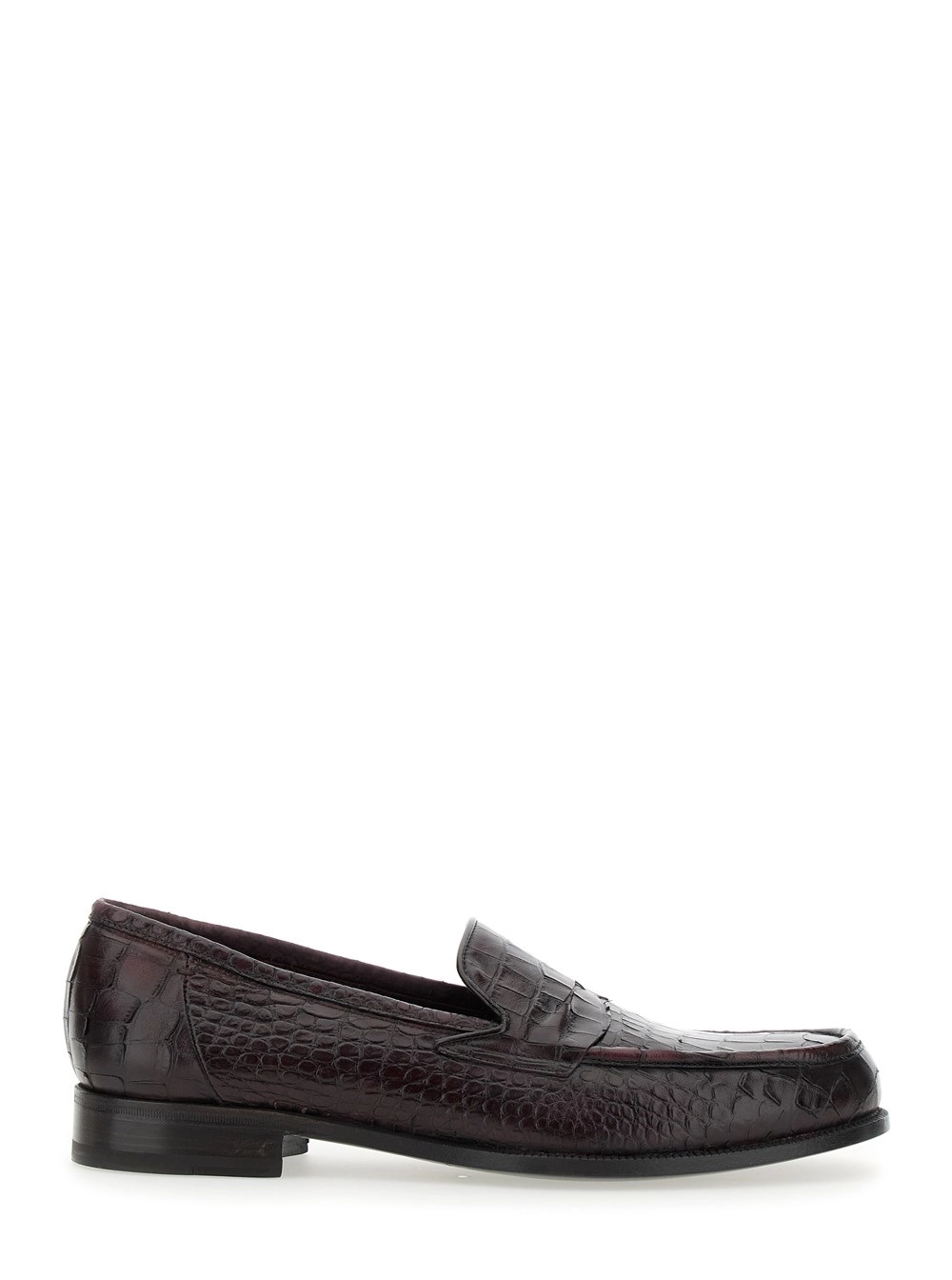 Bordeauxfarbene Loafers "Luisiana" mit geprägtem Krokodileffekt aus Leder Herren