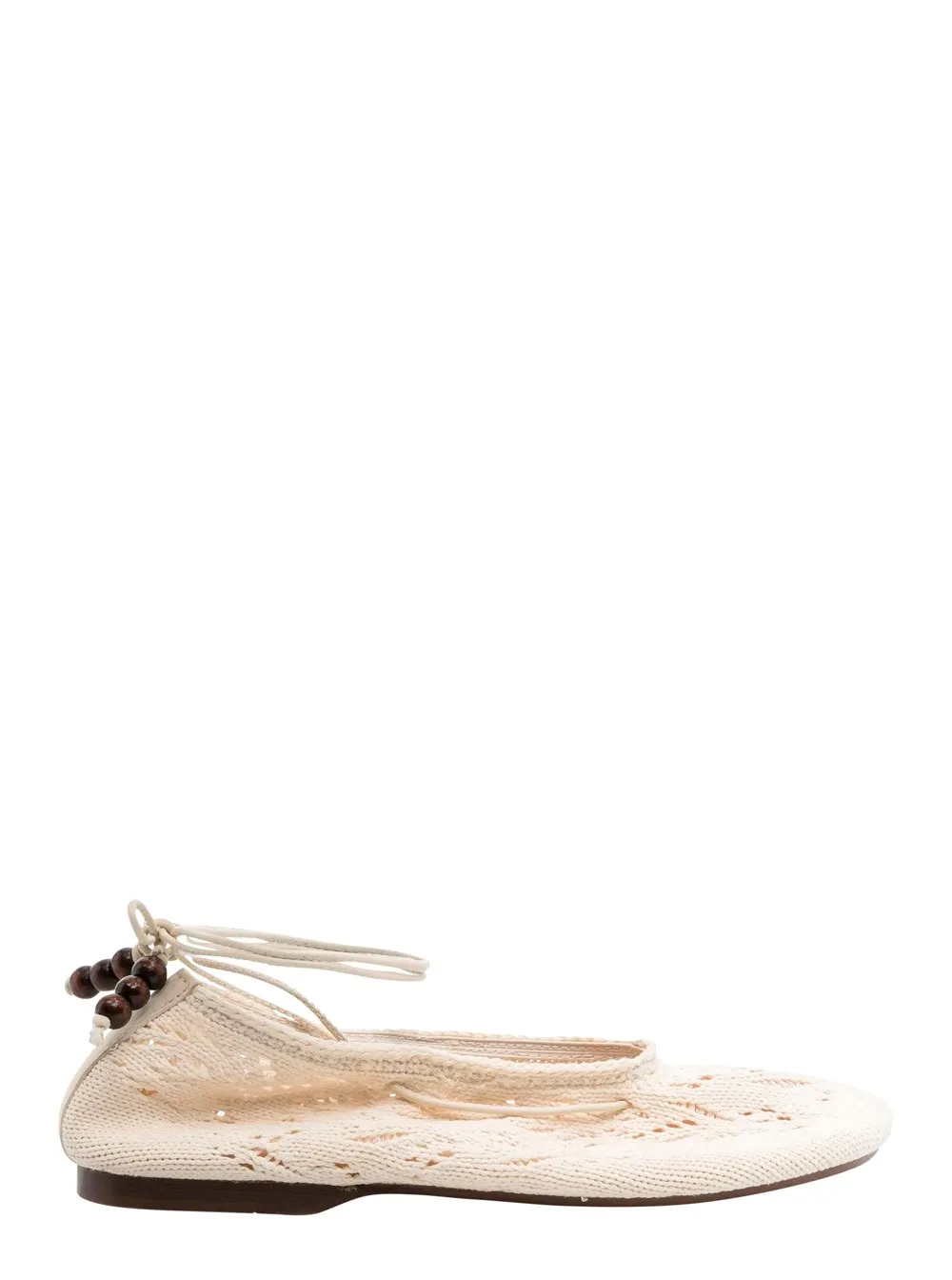Ballerinas "Rosemary" für Damen aus Baumwolle in Beige mit gesticktem Design Knöchelknotenverschluss