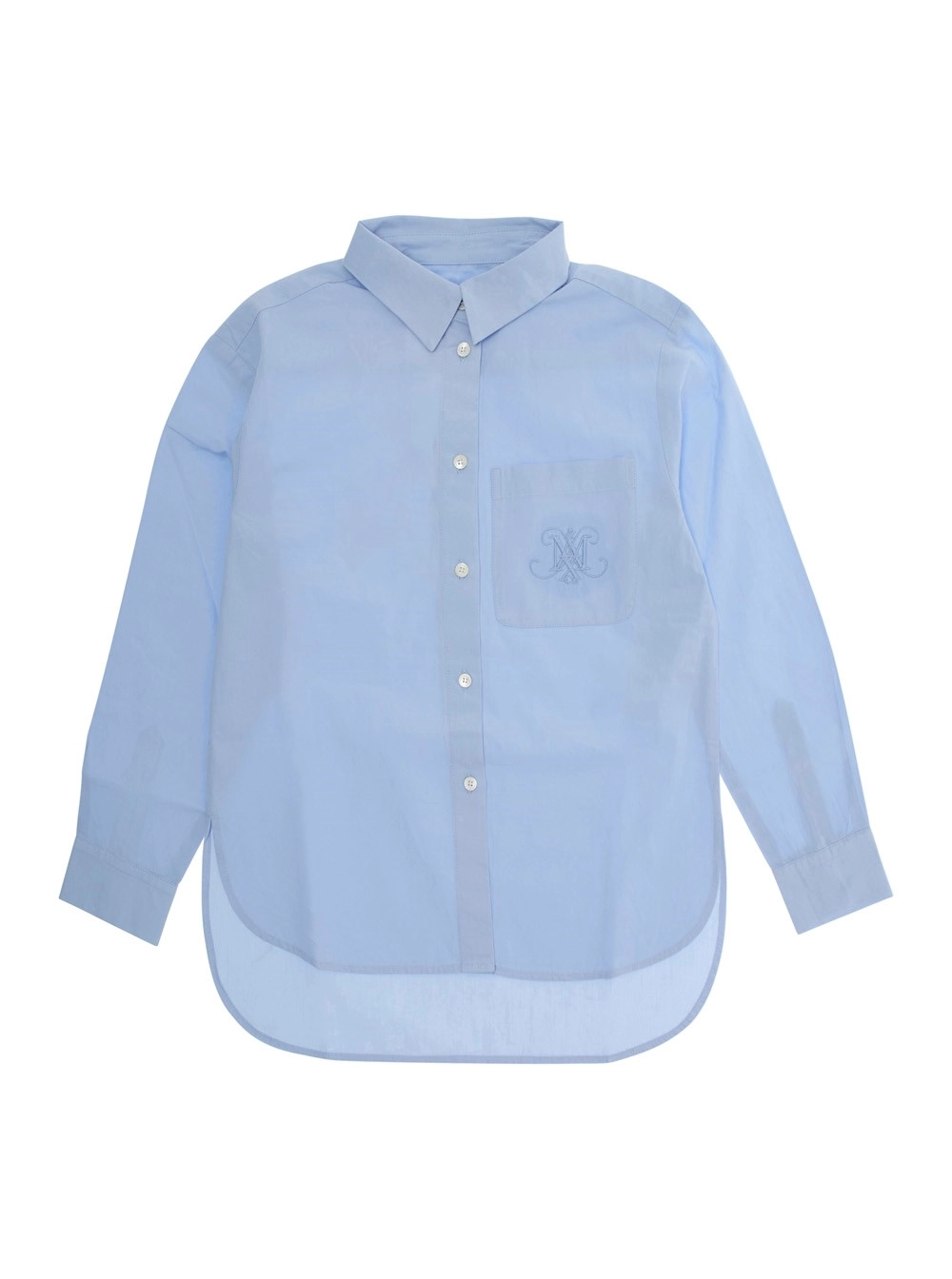 Hellblaues Hemd mit Brustlogo aus Baumwolle Mädchen