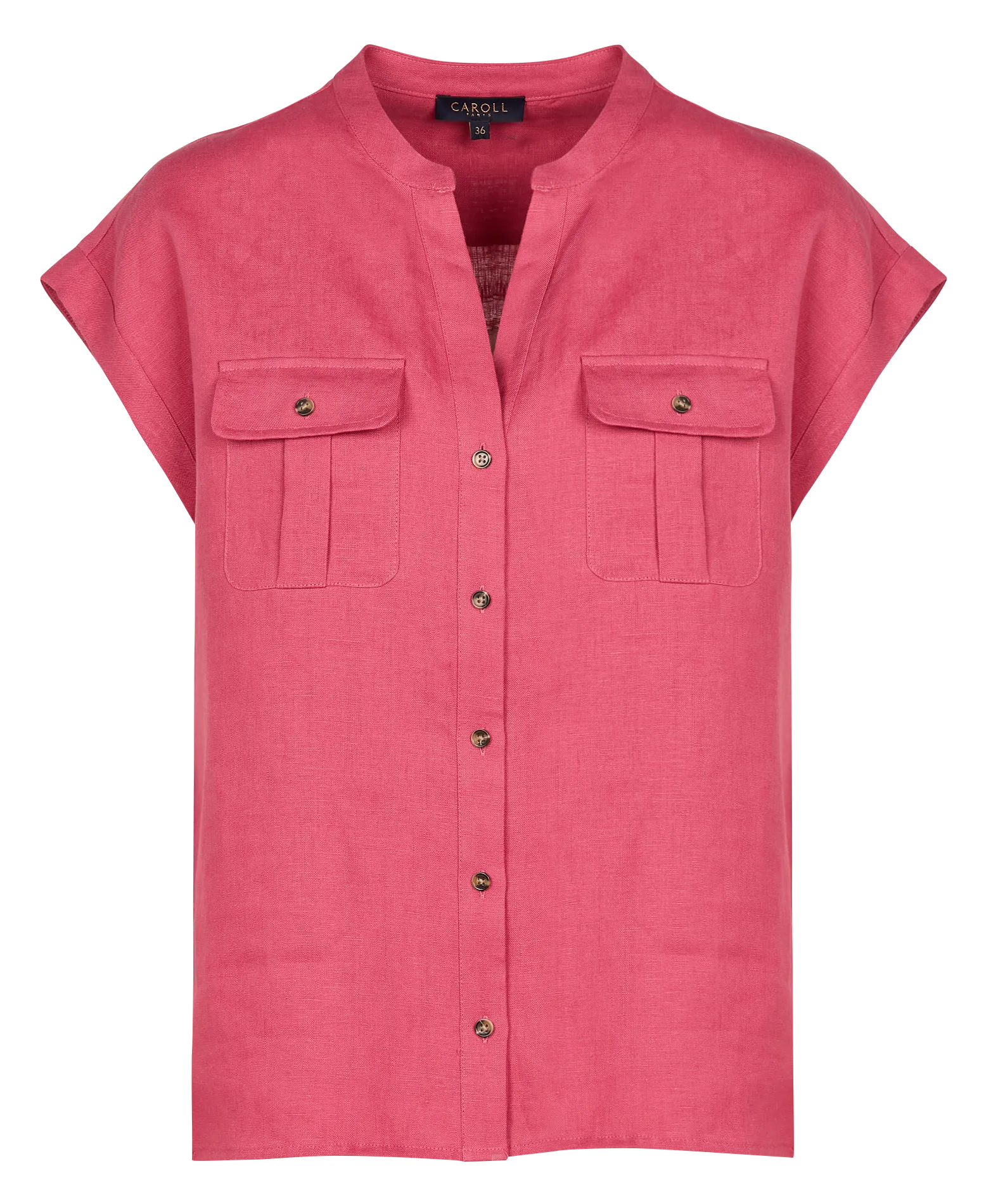 Weite Leinen-Bluse mit Henley-Ausschnitt Rot SK062-GINA