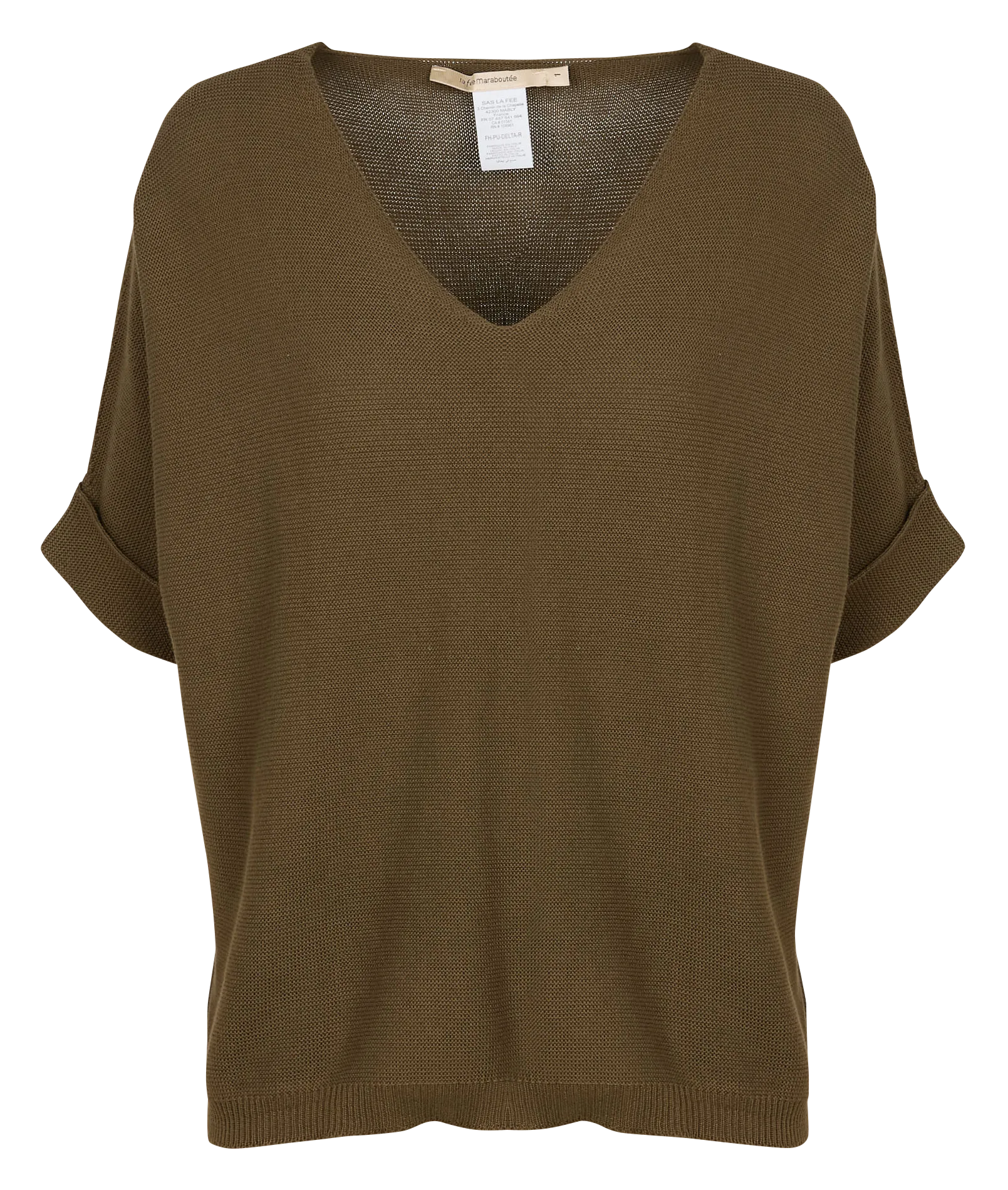 Weites Strick-Top mit V-Ausschnitt Grun