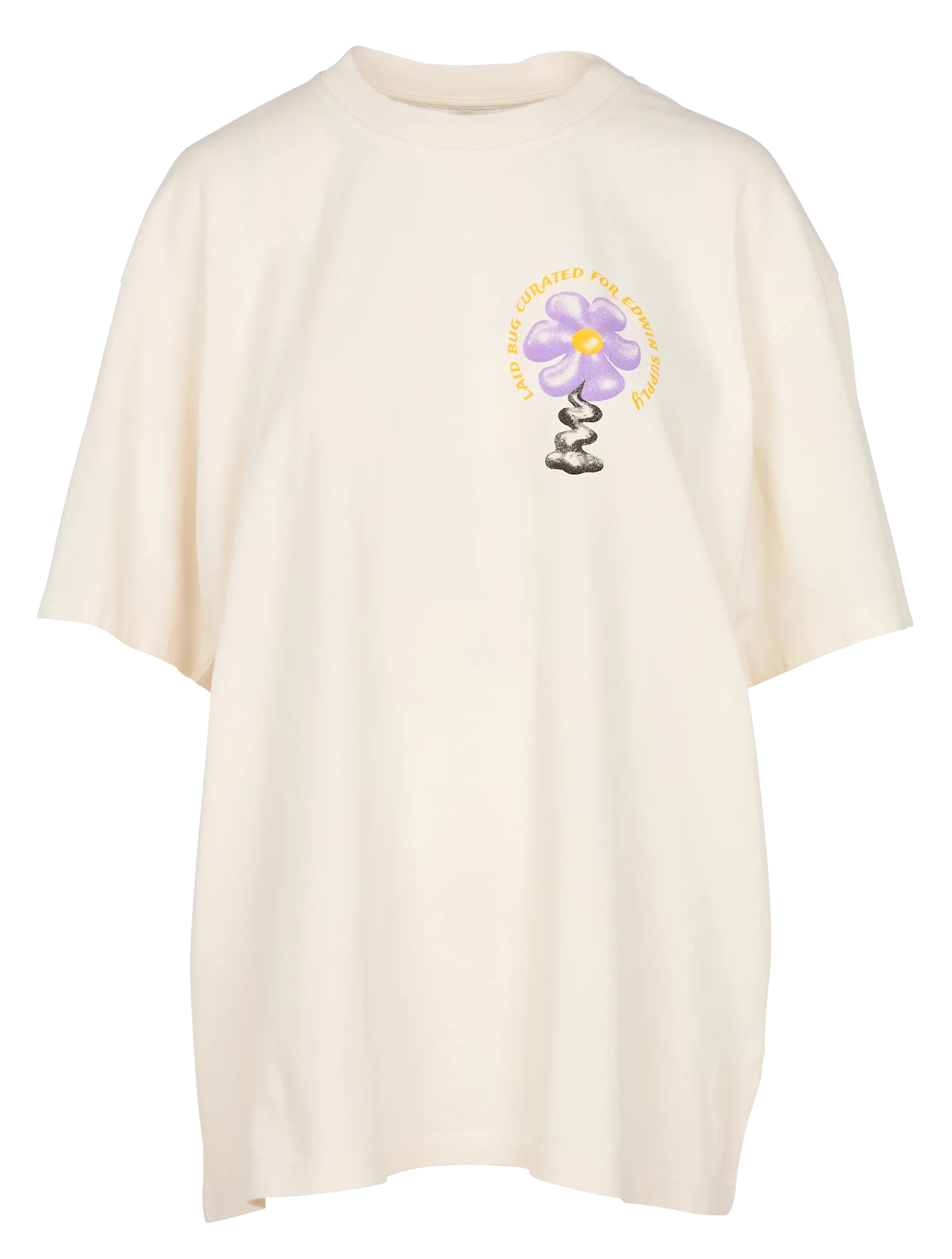 Gerade geschnittenes Baumwoll-T-Shirt mit Siebdruck Weiss NICO ITO