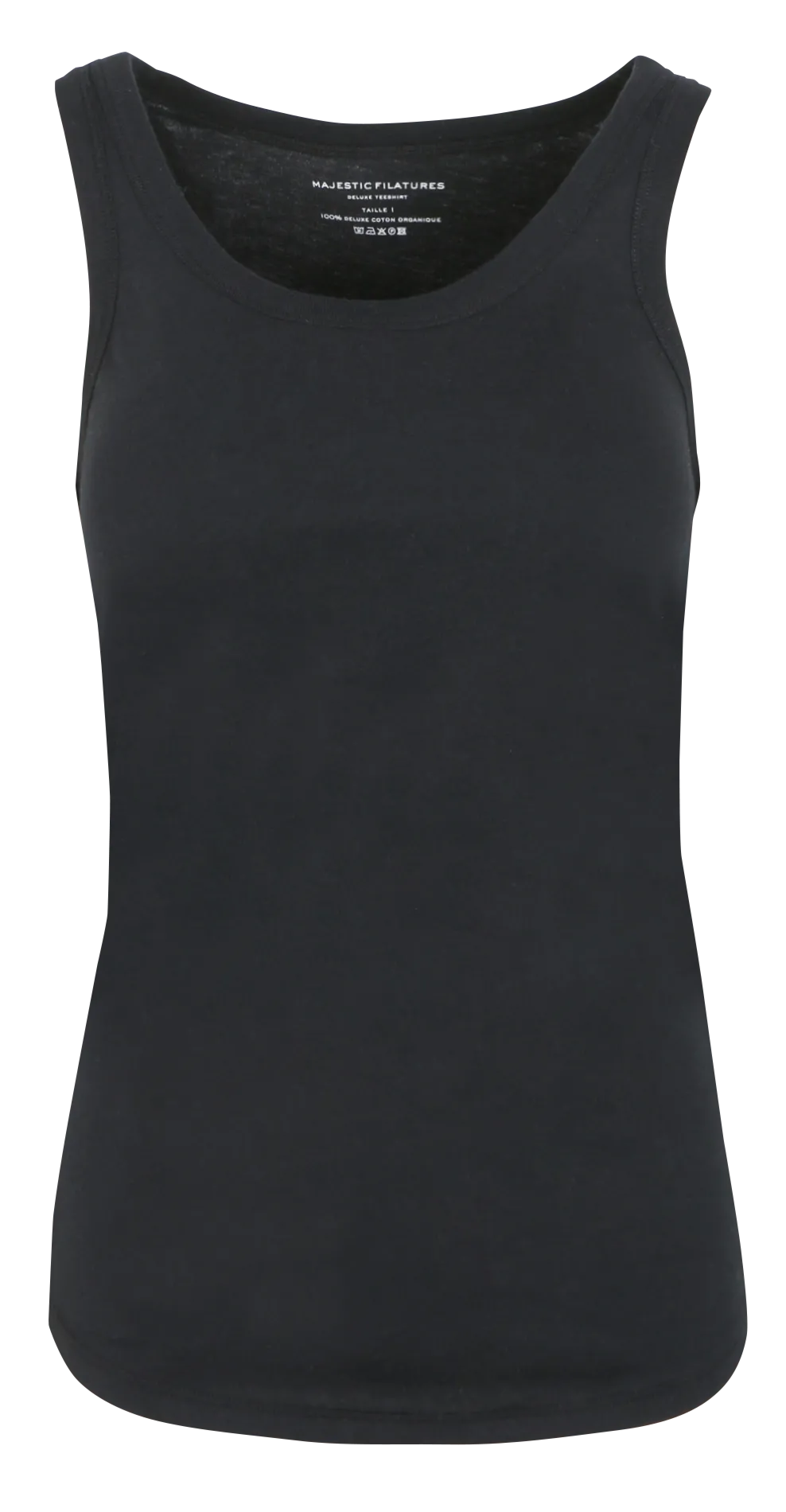 Ärmelloses, gerades Bio-Baumwolltop mit U-Ausschnitt Schwarz