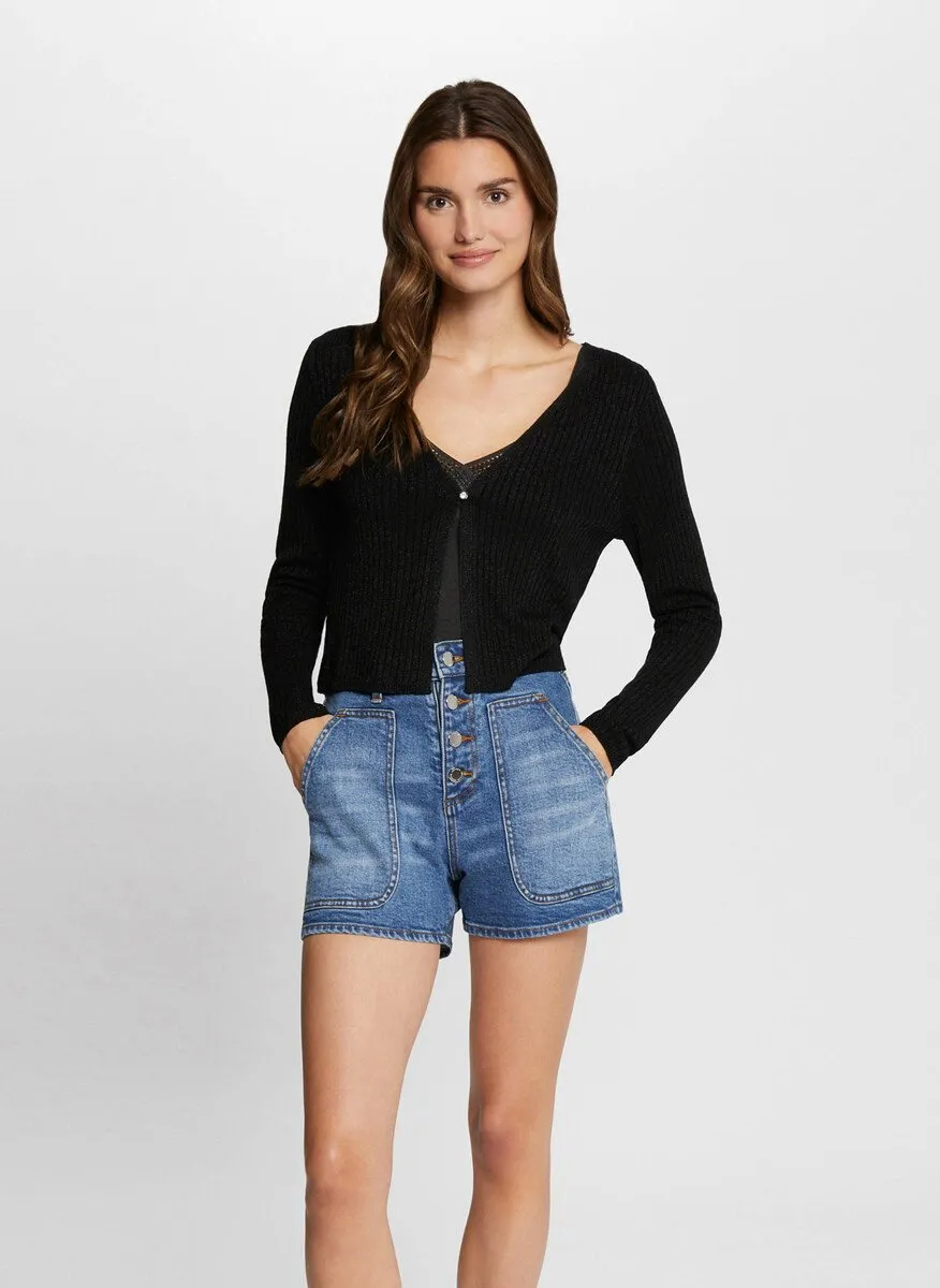 Tailliertes Strickweste mit V-Ausschnitt Braun 241-MIRZI