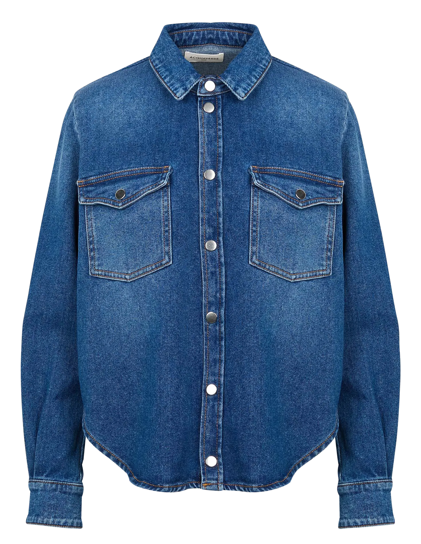 Gerade geschnittenes Hemd mit klassischem Kragen aus Stretch-Denim Blau TOPAZE