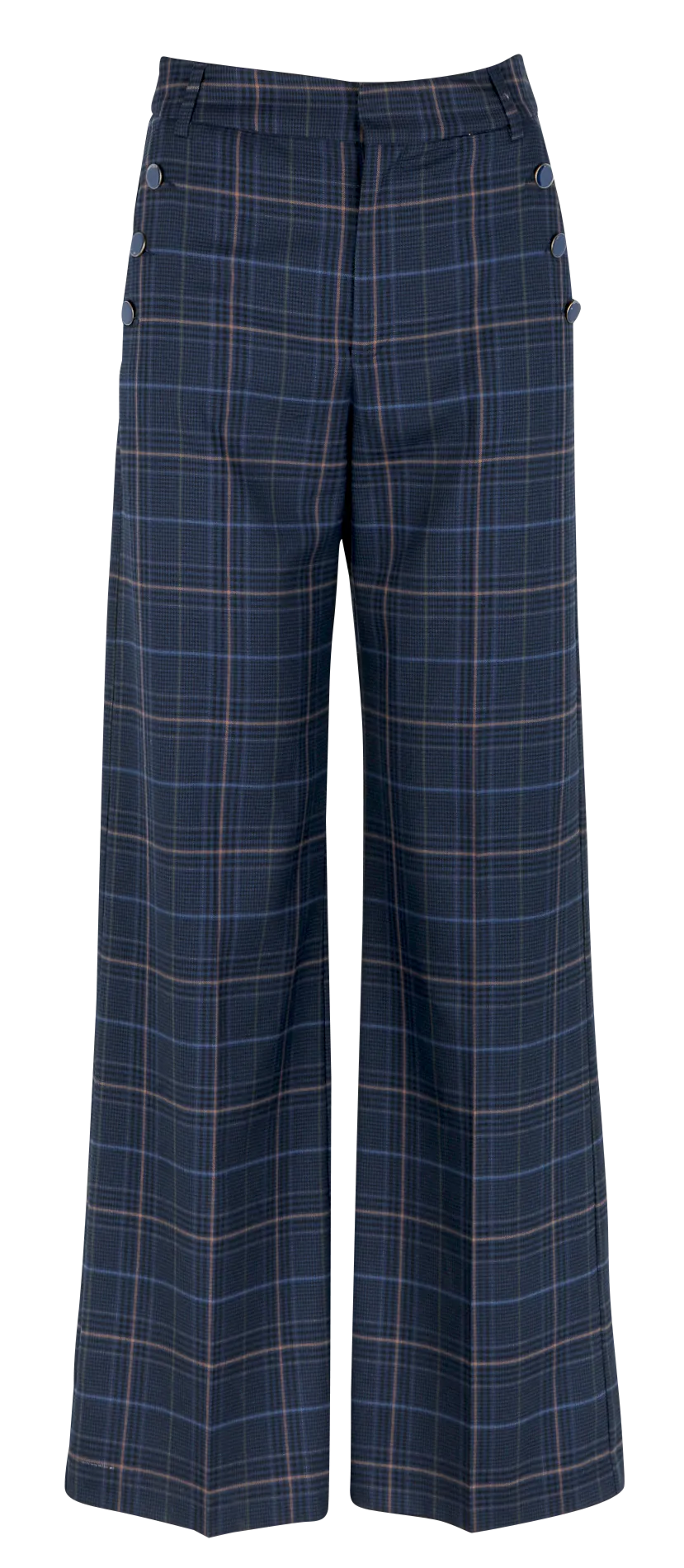 Gerade geschnittene Hose mit Karomuster Blau