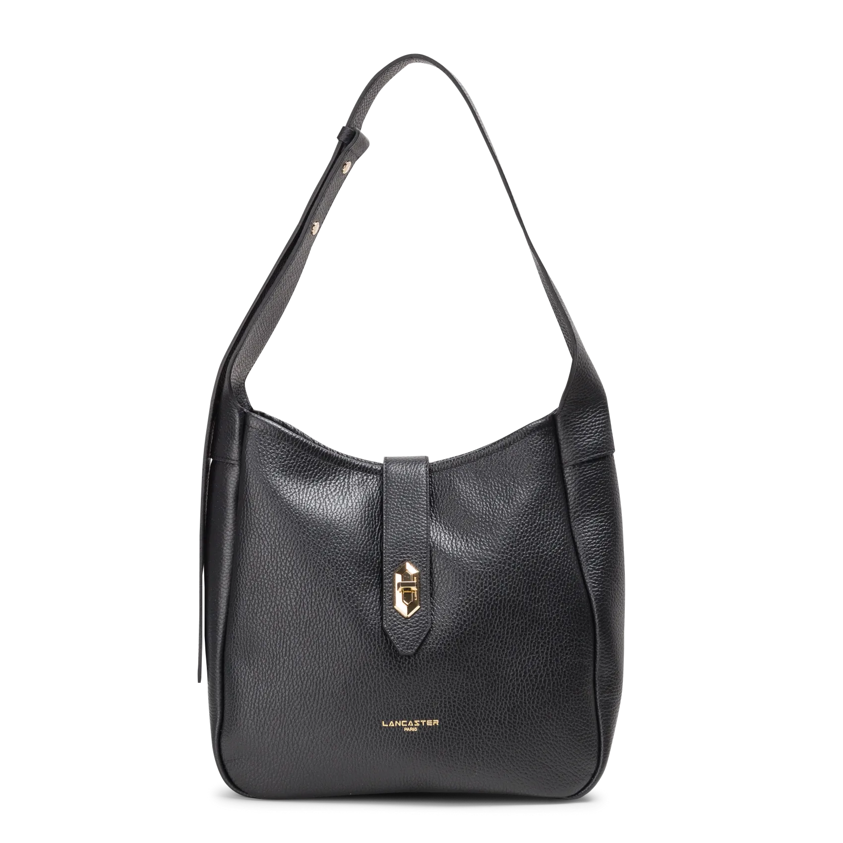 Eimerbeutel aus genarbtem Leder Schwarz TOP DOUBLE