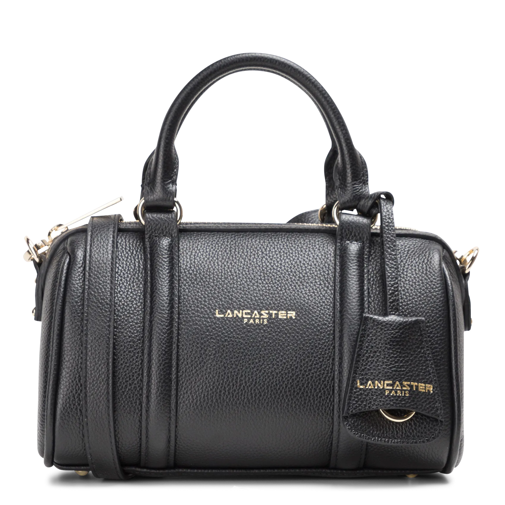 Kleine Bowlingtasche aus genarbtem Leder Schwarz MILANO ANA