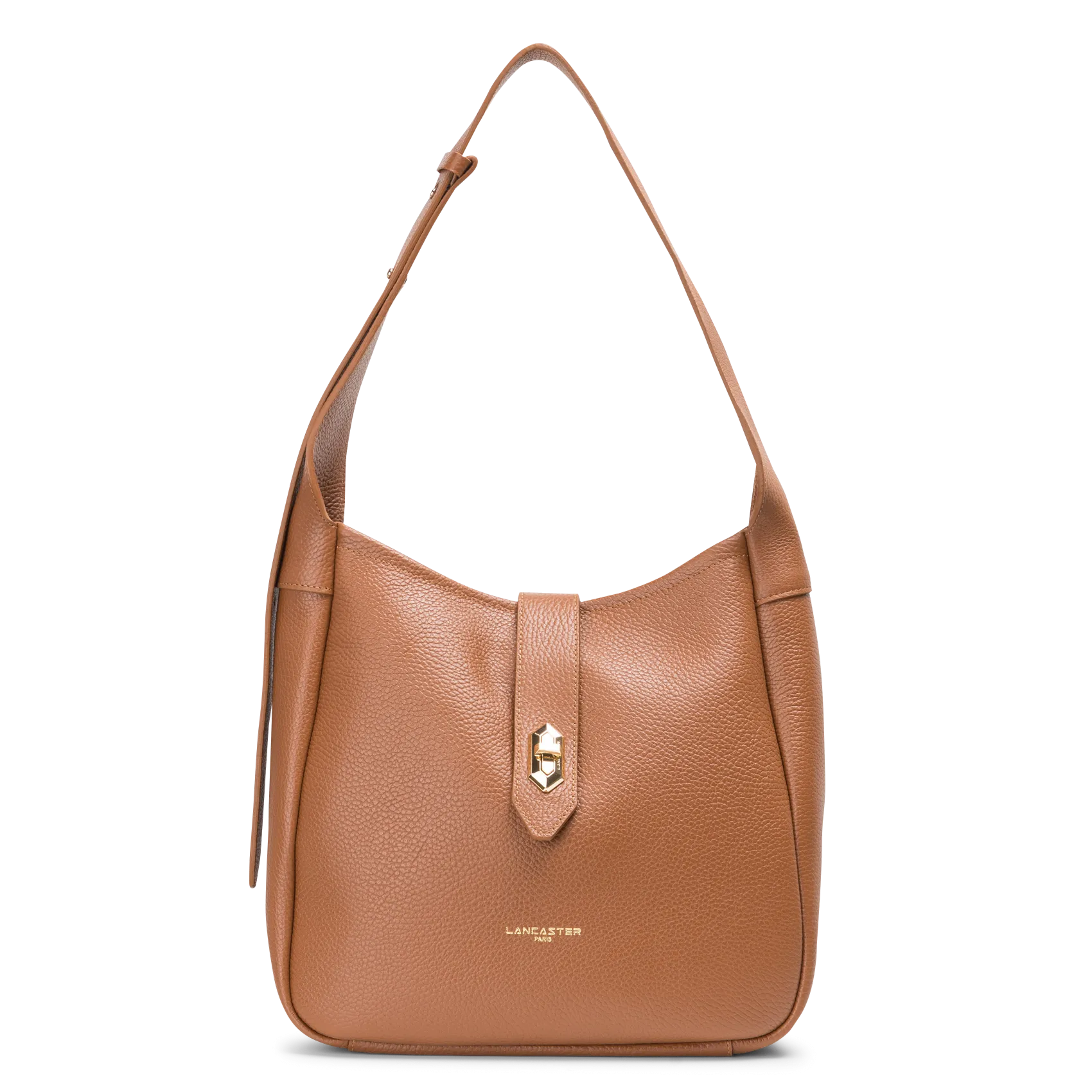 Eimerbeutel aus genarbtem Leder Braun TOP DOUBLE