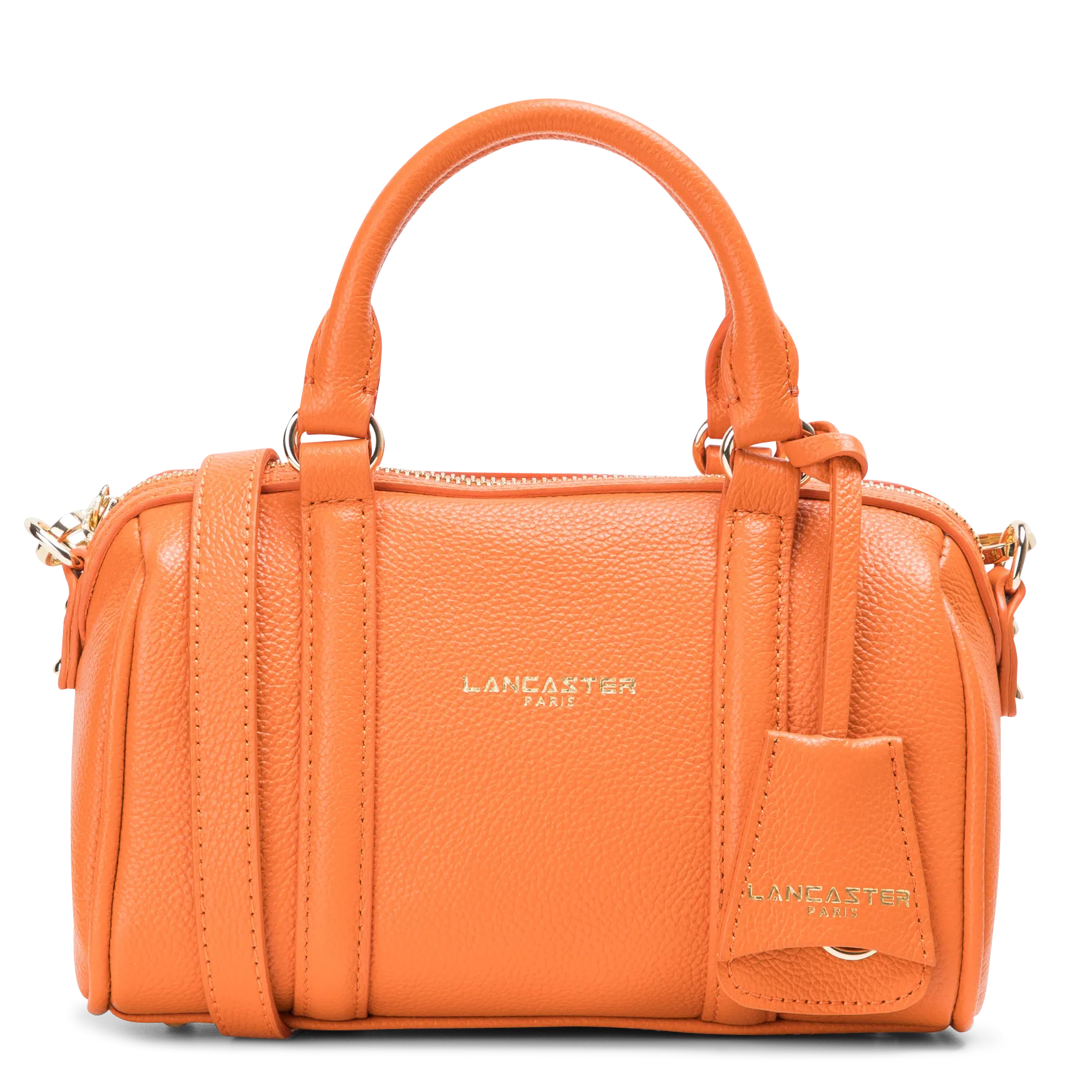 Kleine Bowlingtasche aus genarbtem Leder Orange MILANO ANA