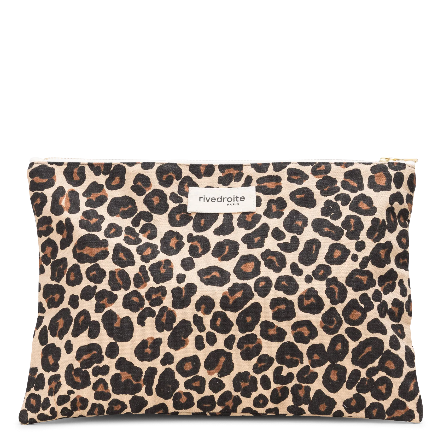 Dekorative Baumwoll-Clutch mit Print Beige BARBETTE