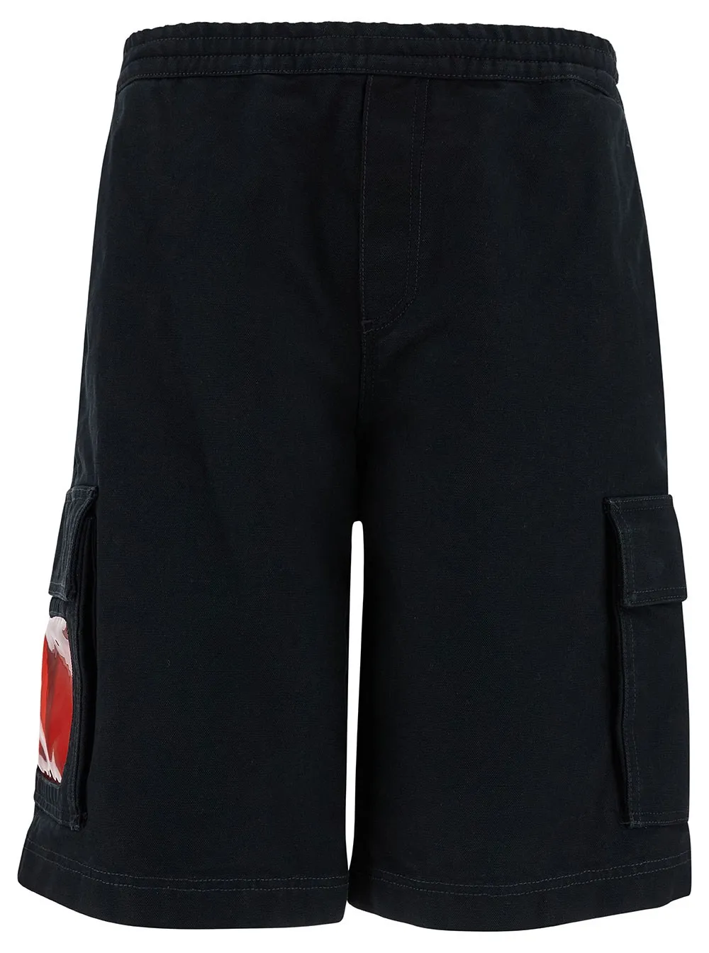 Cargo-Bermuda-Shorts für Herren aus Baumwolle in Schwarz mit Logo-Stickerei