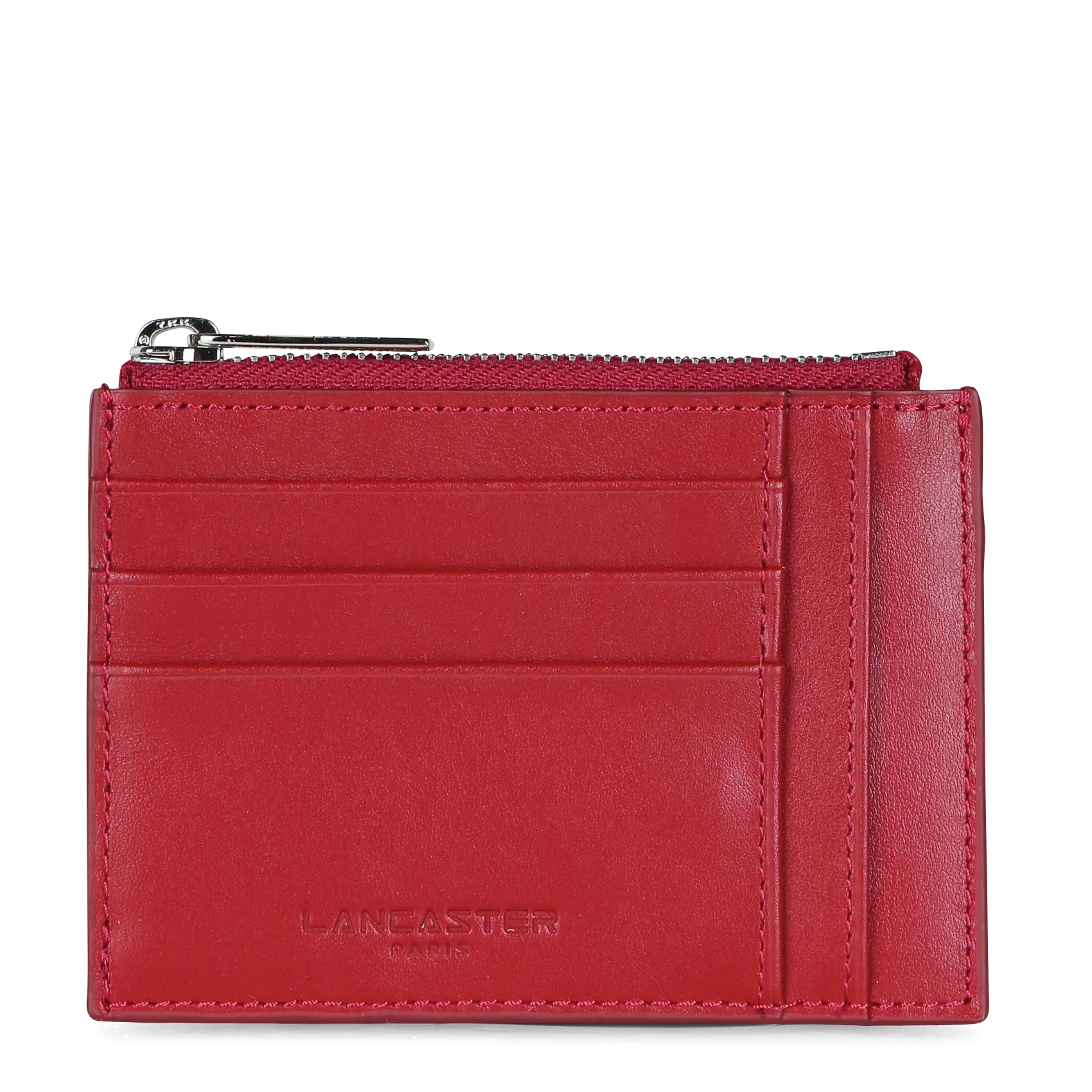 Reißverschluss-Kartenhalter aus Leder Rot PARIS PM