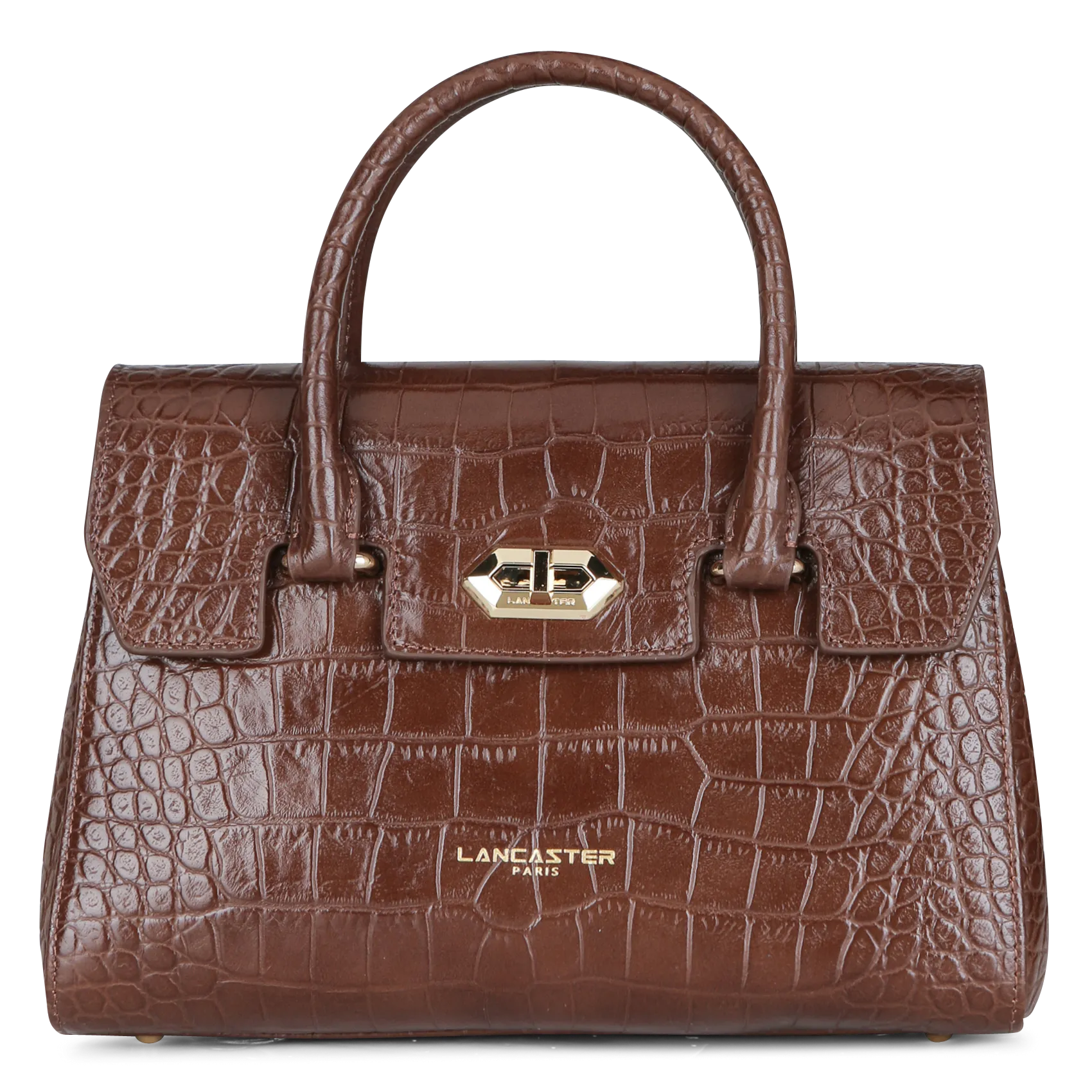 Krokogeprägte Ledertasche Braun EXO