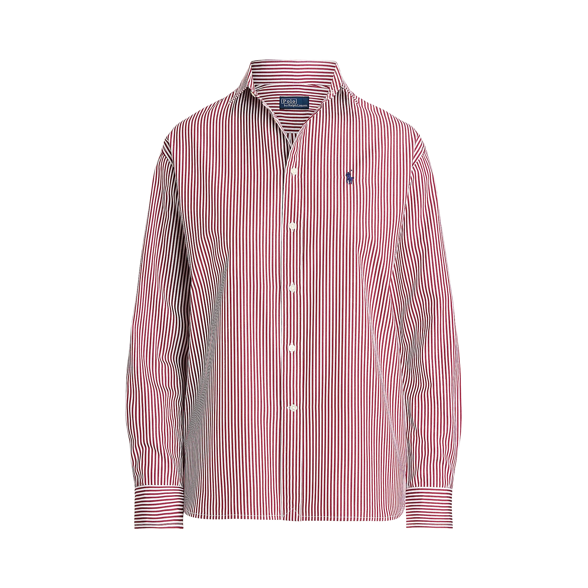 Gerade geschnittenes Polohemd aus gestreifter Baumwolle Rot