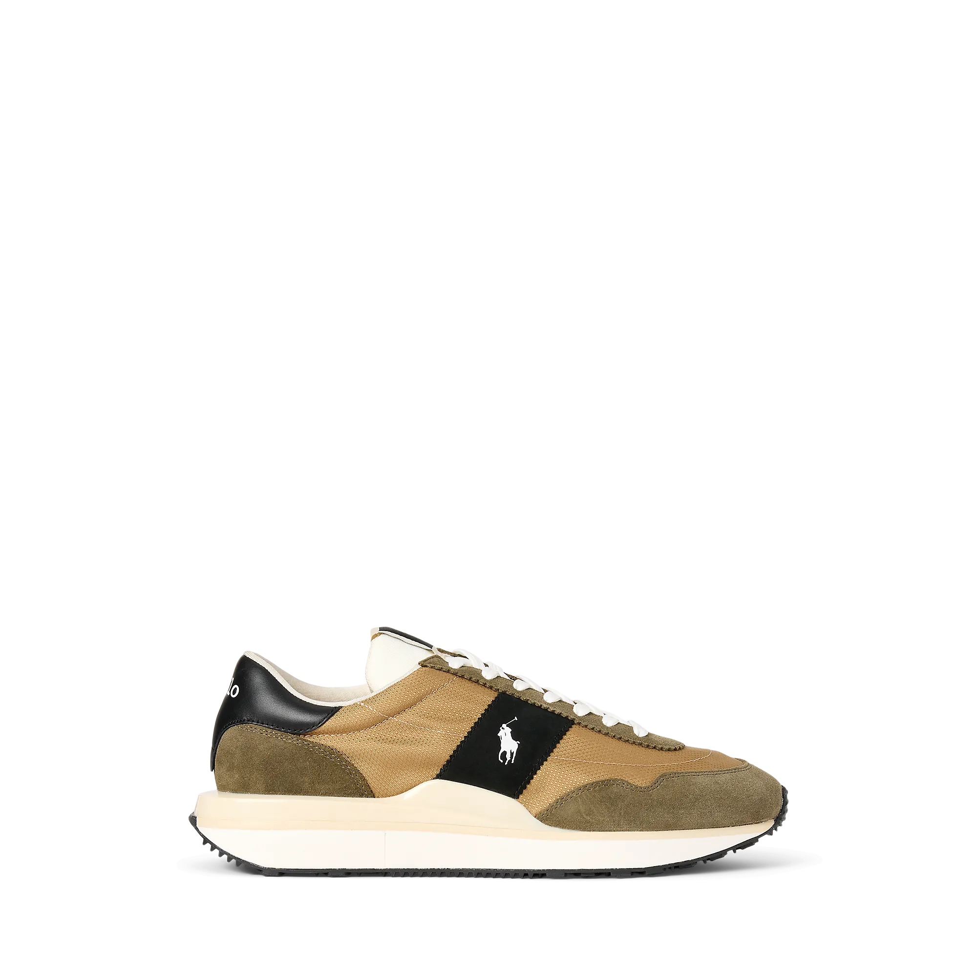 Niedrige Sneaker aus Leder-Mix Khaki TRAIN 89