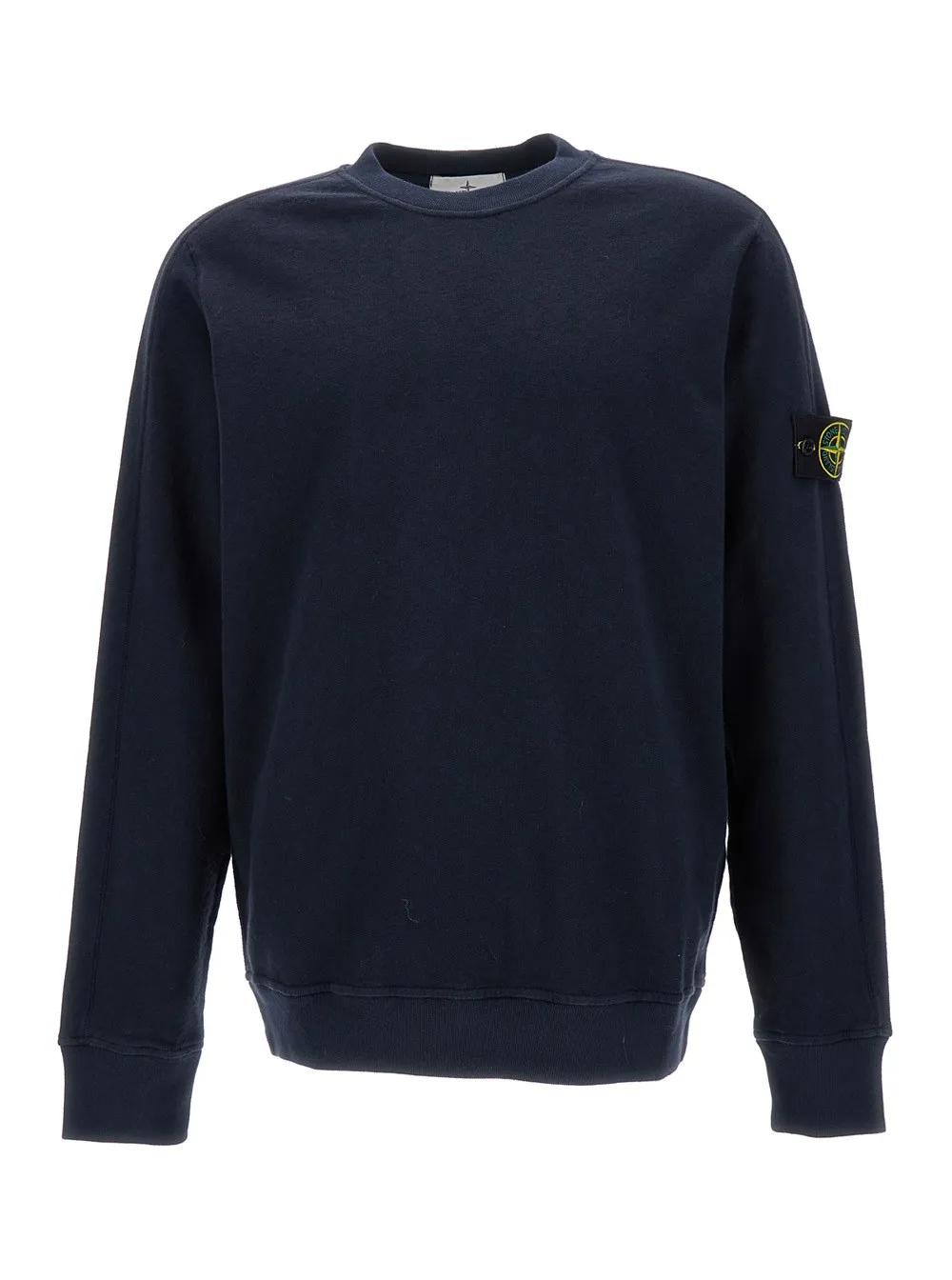 Blaues Sweatshirt mit Rundhalsausschnitt und Logoaufnäher aus Baumwolle Herren