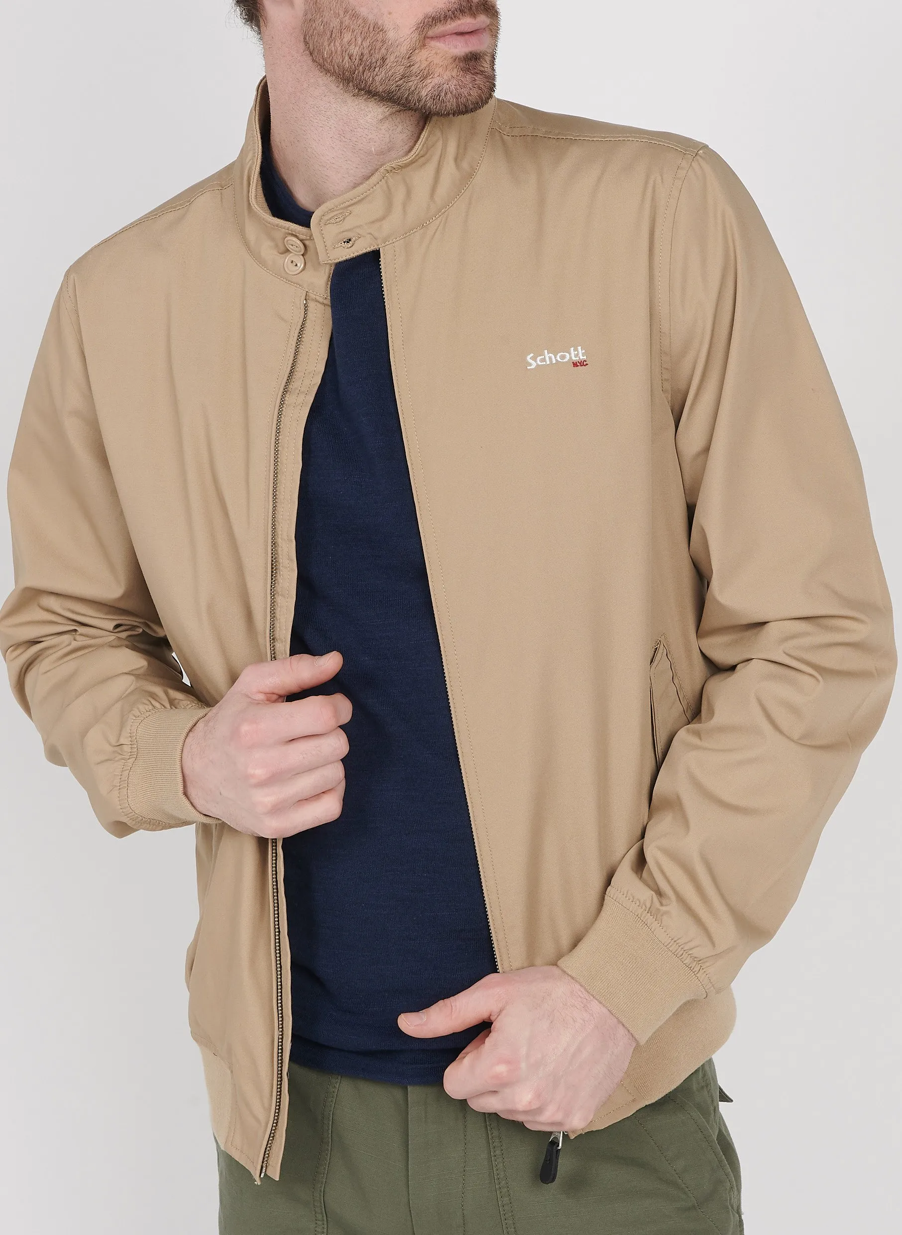 Blouson mit Stehkragen, Regular Fit Beige
