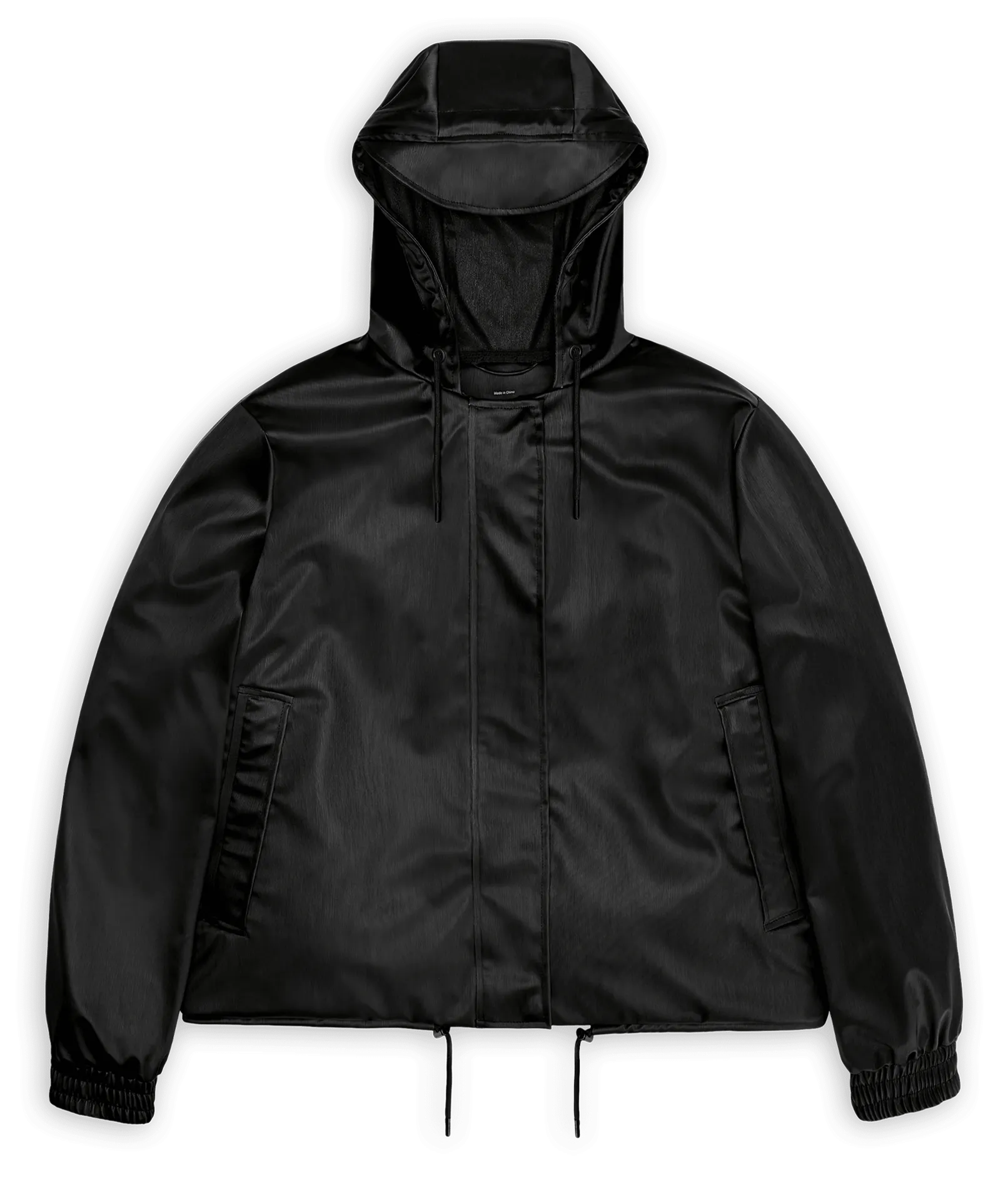 Kurzer wasserdichter Windbreaker mit Kapuze Schwarz