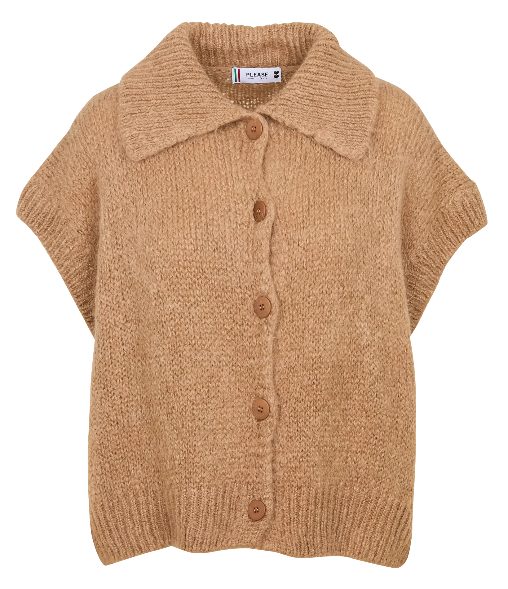 Strickjacke mit klassischem Kragen Braun